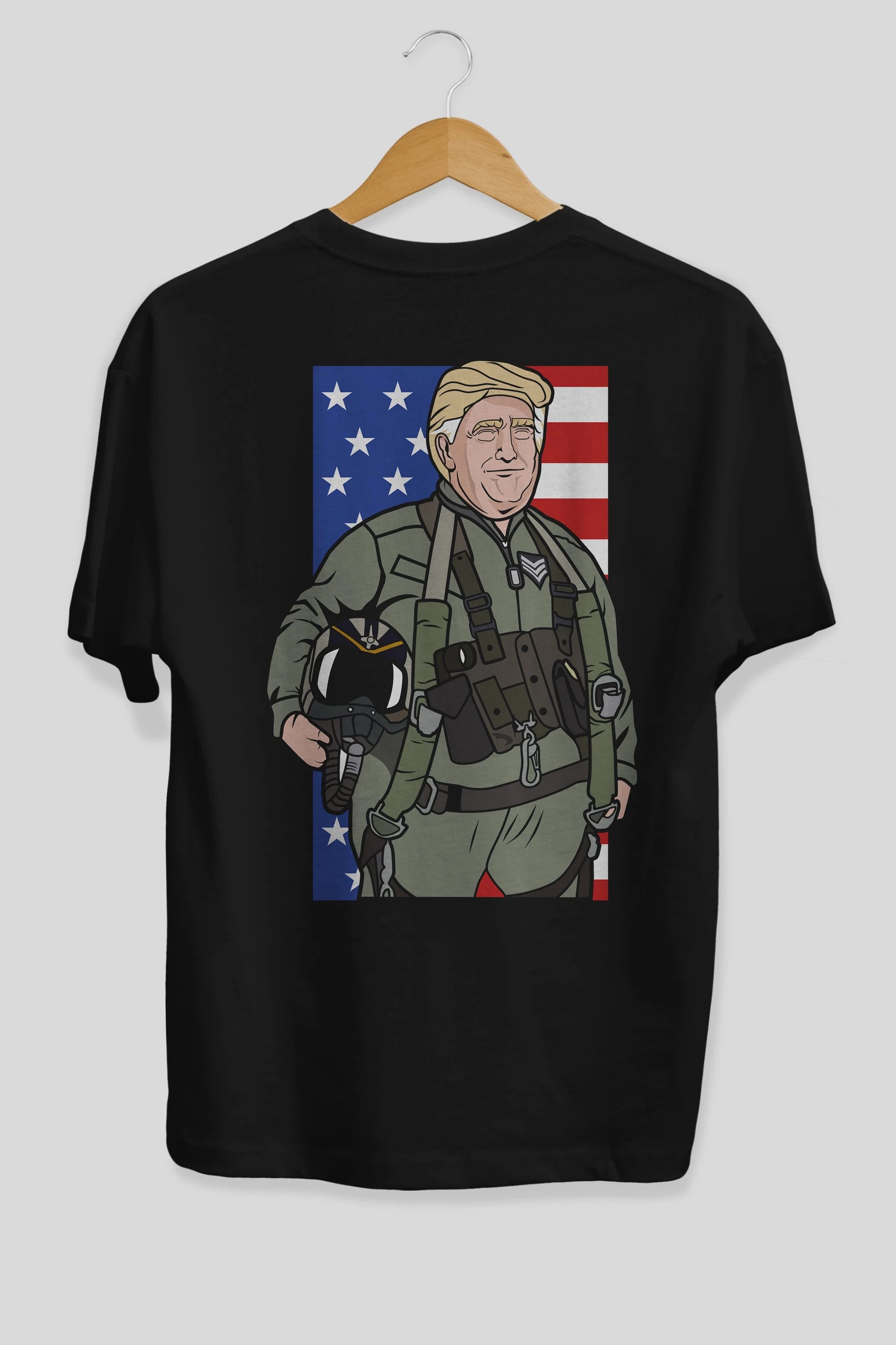 Trump Jetplane Pilot Arka Baskılı Oversize t-shirt Erkek Kadın Unisex %100 Pamuk tişort