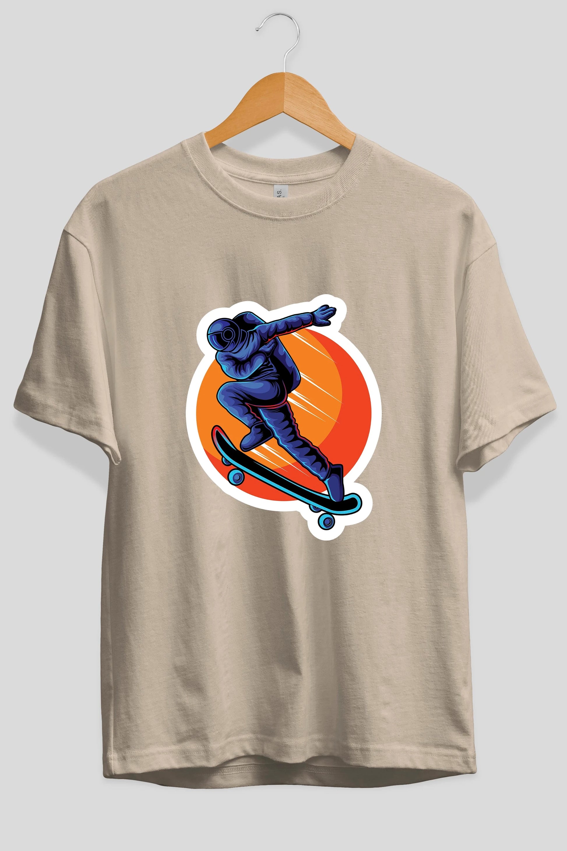 Astroskate Run Sticker Ön Baskılı Oversize t-shirt Erkek Kadın Unisex