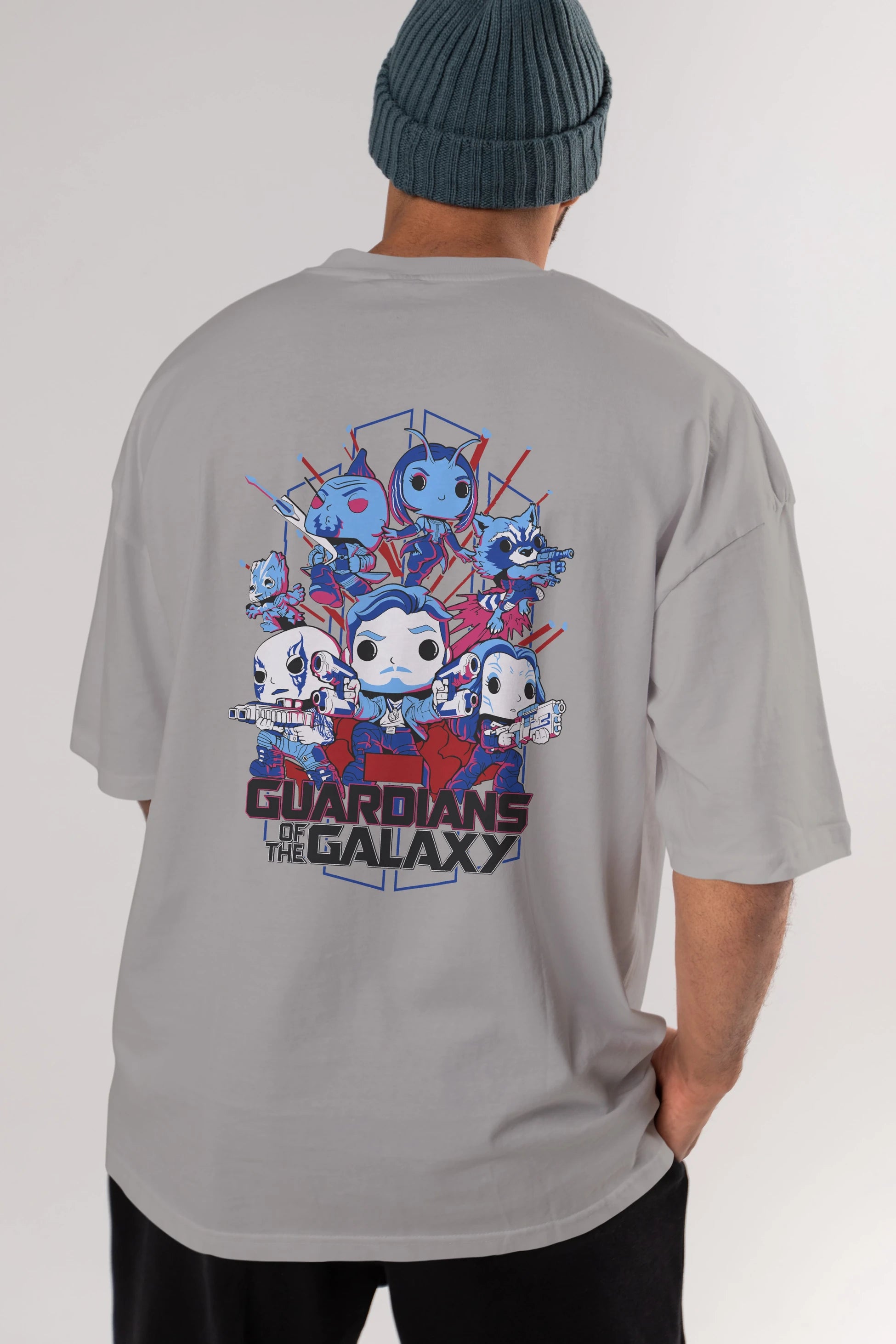 Guardians of the Galaxy Arka Baskılı Oversize t-shirt Erkek Kadın Unisex %100 Pamuk Bisiklet Yaka tişort