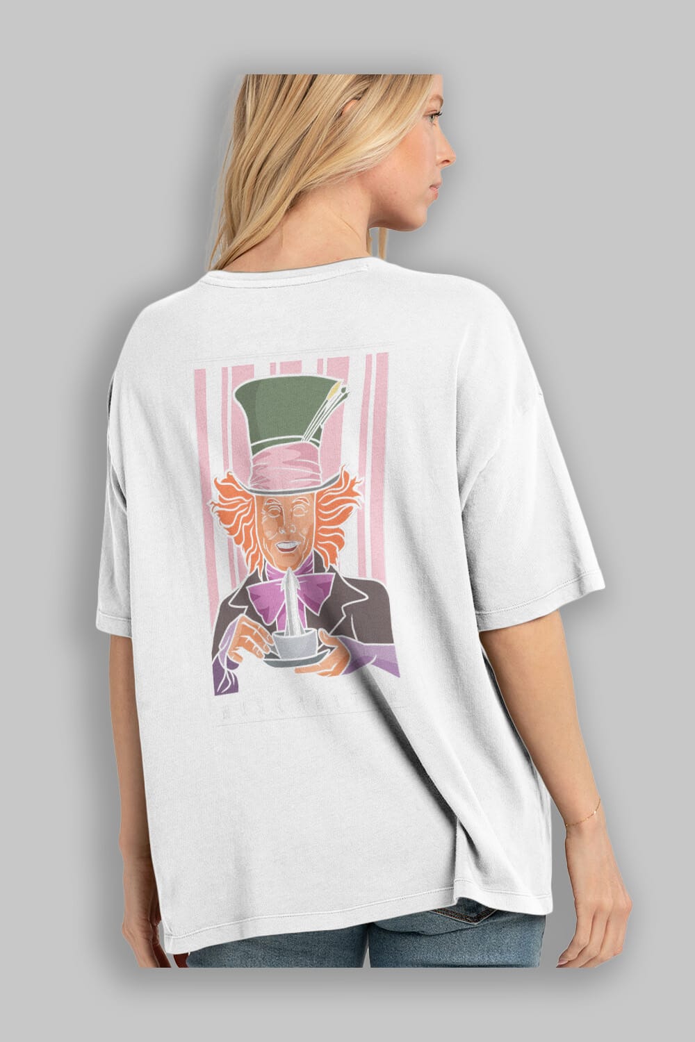Mad Hatter Elon Musk Arka Baskılı Oversize t-shirt Erkek Kadın Unisex %100 Pamuk tişort