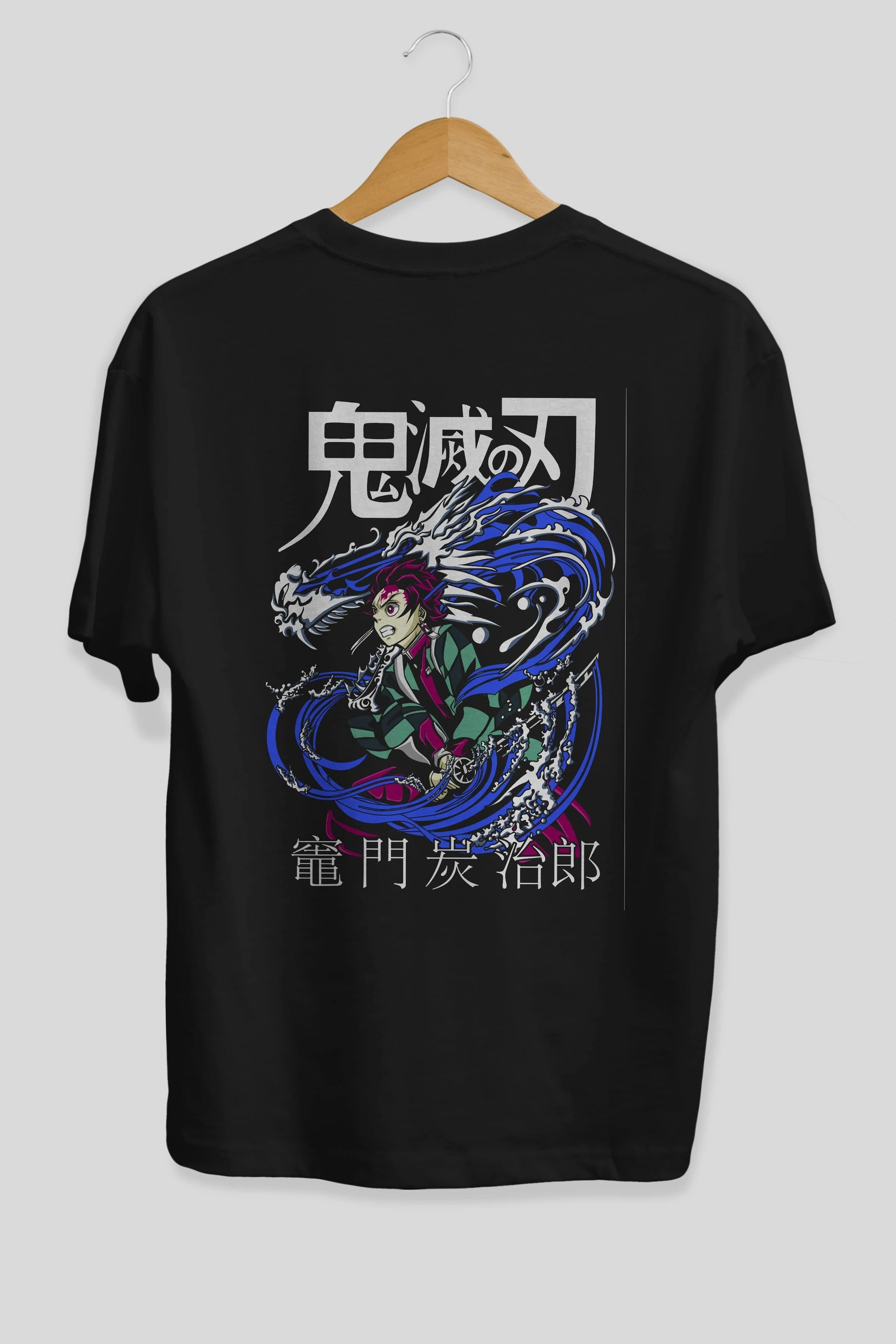 TANJIRO KAMADO 2 Anime Arka Baskılı Oversize t-shirt Erkek Kadın Unisex