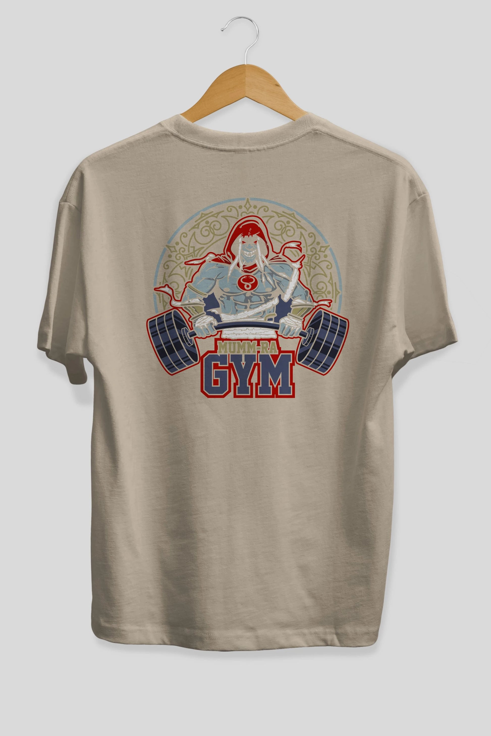 Mumm-ra GYM Arka Baskılı Oversize t-shirt Erkek Kadın Unisex %100 Pamuk Bisiklet Yaka tişort
