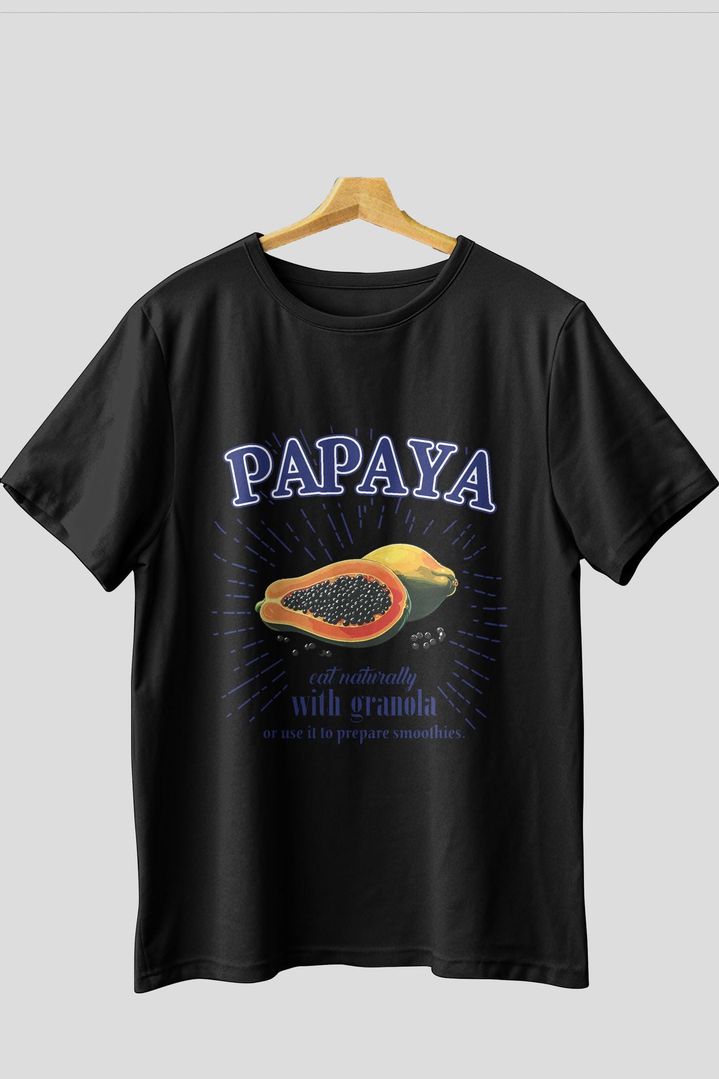 Papaya Ön Baskılı Oversize t-shirt Erkek Kadın Pamuk Bisiklet Yaka tişort
