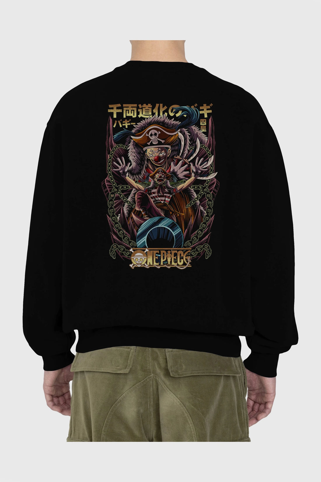 ONE PIECE (5) Anime Arka Baskılı Oversize Sweatshirt Erkek Kadın Unisex