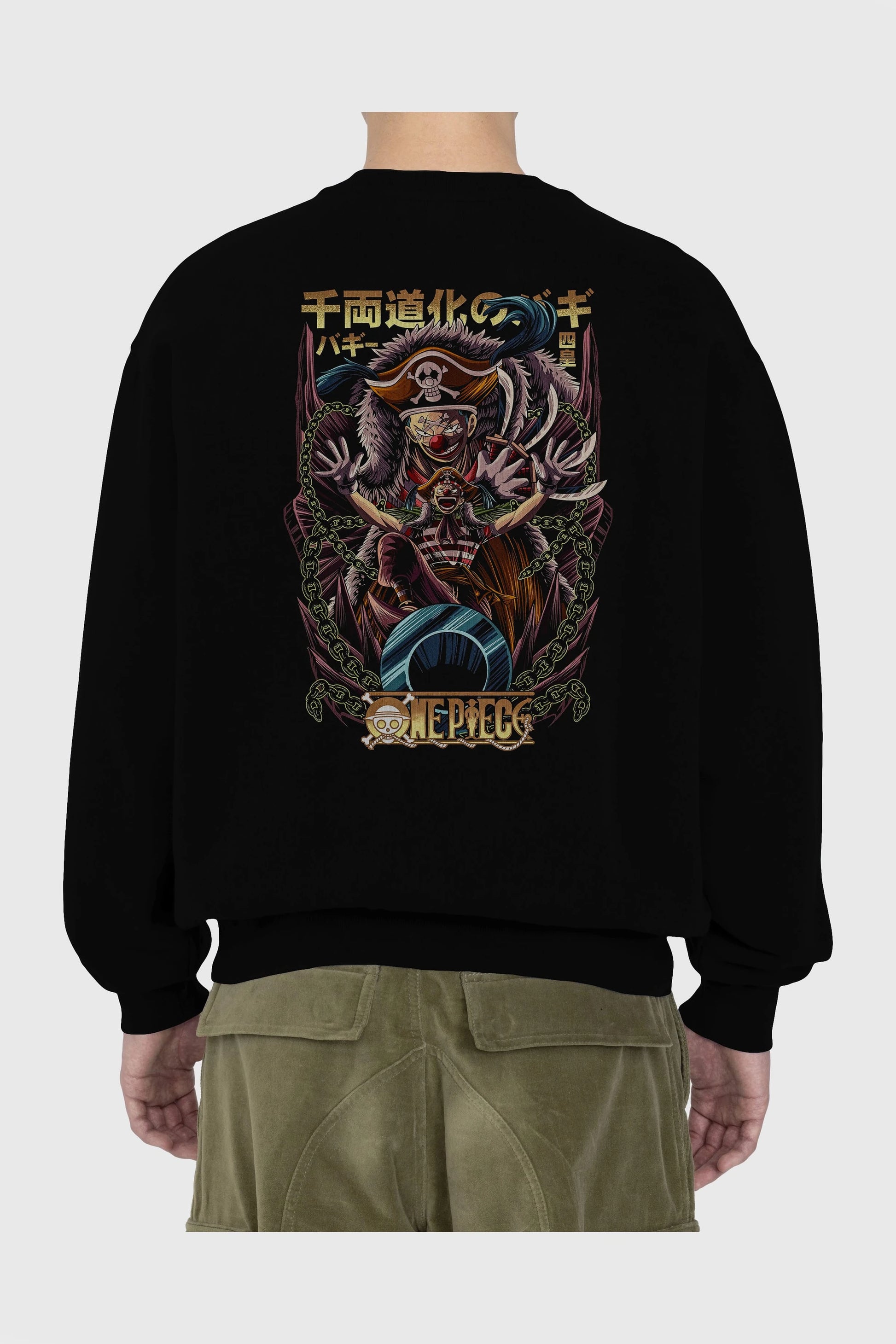 ONE PIECE (5) Anime Arka Baskılı Oversize Sweatshirt Erkek Kadın Unisex