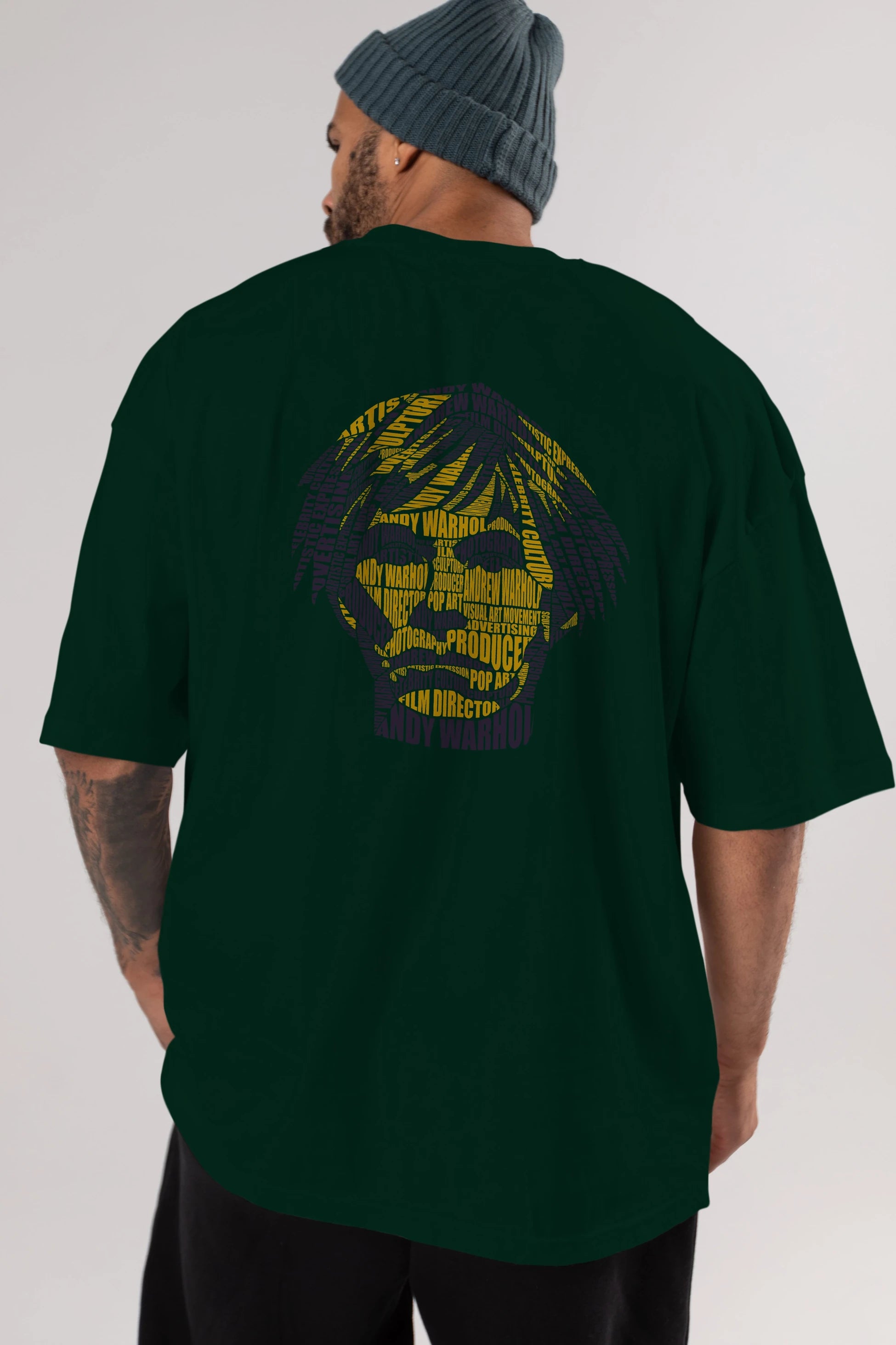 Andy Warhol Calligram Arka Baskılı Oversize t-shirt %100 pamuk Erkek Kadın Unisex