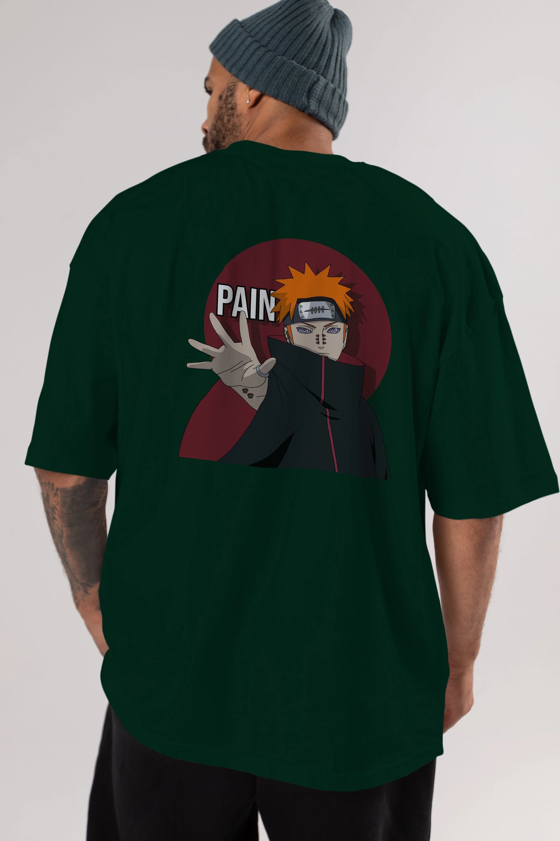 PAIN NARUTO Anime Arka Baskılı Oversize t-shirt Erkek Kadın Unisex