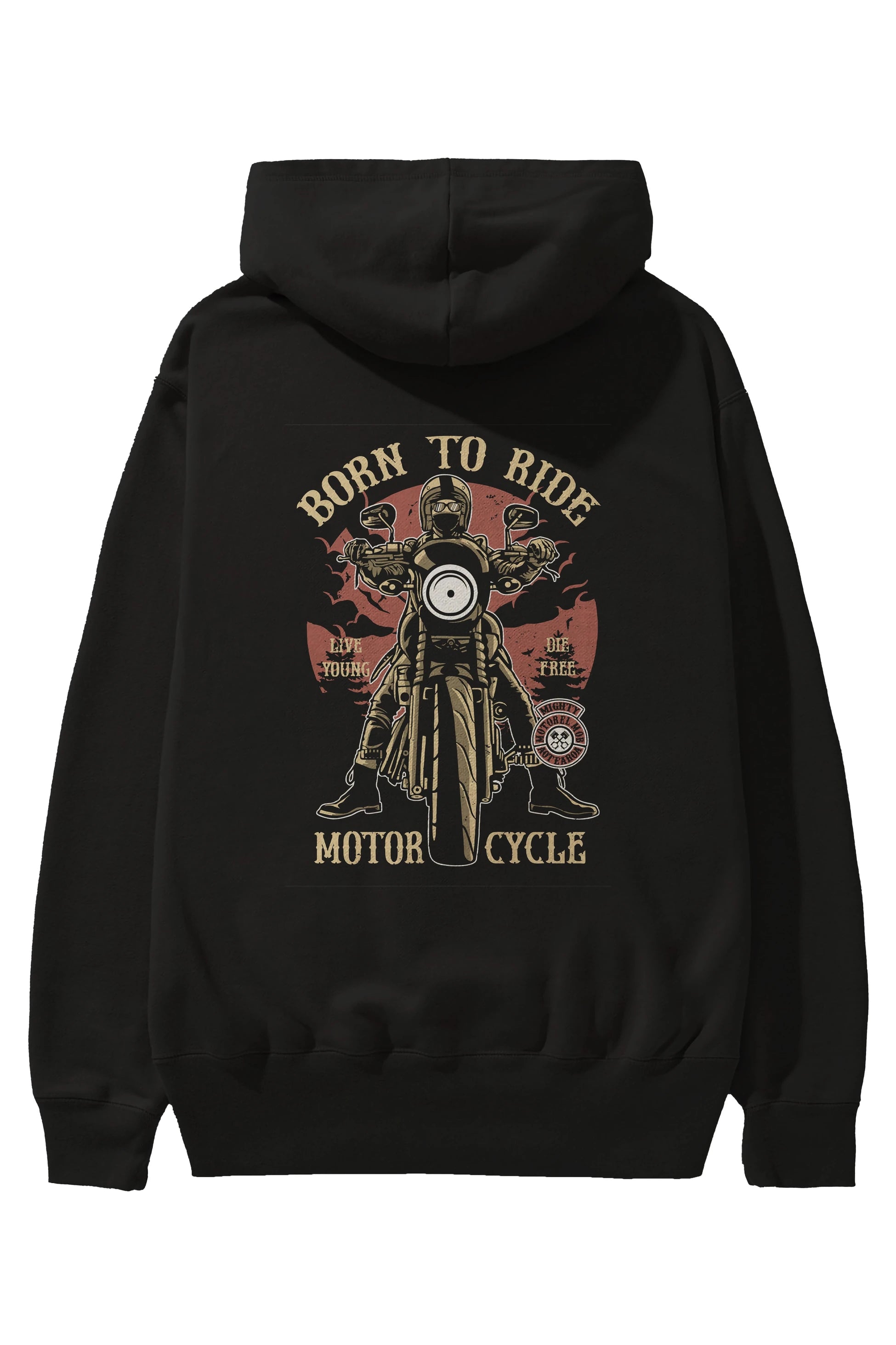Born To Ride Arka Baskılı Hoodie Oversize Kapüşonlu Sweatshirt Erkek Kadın Unisex