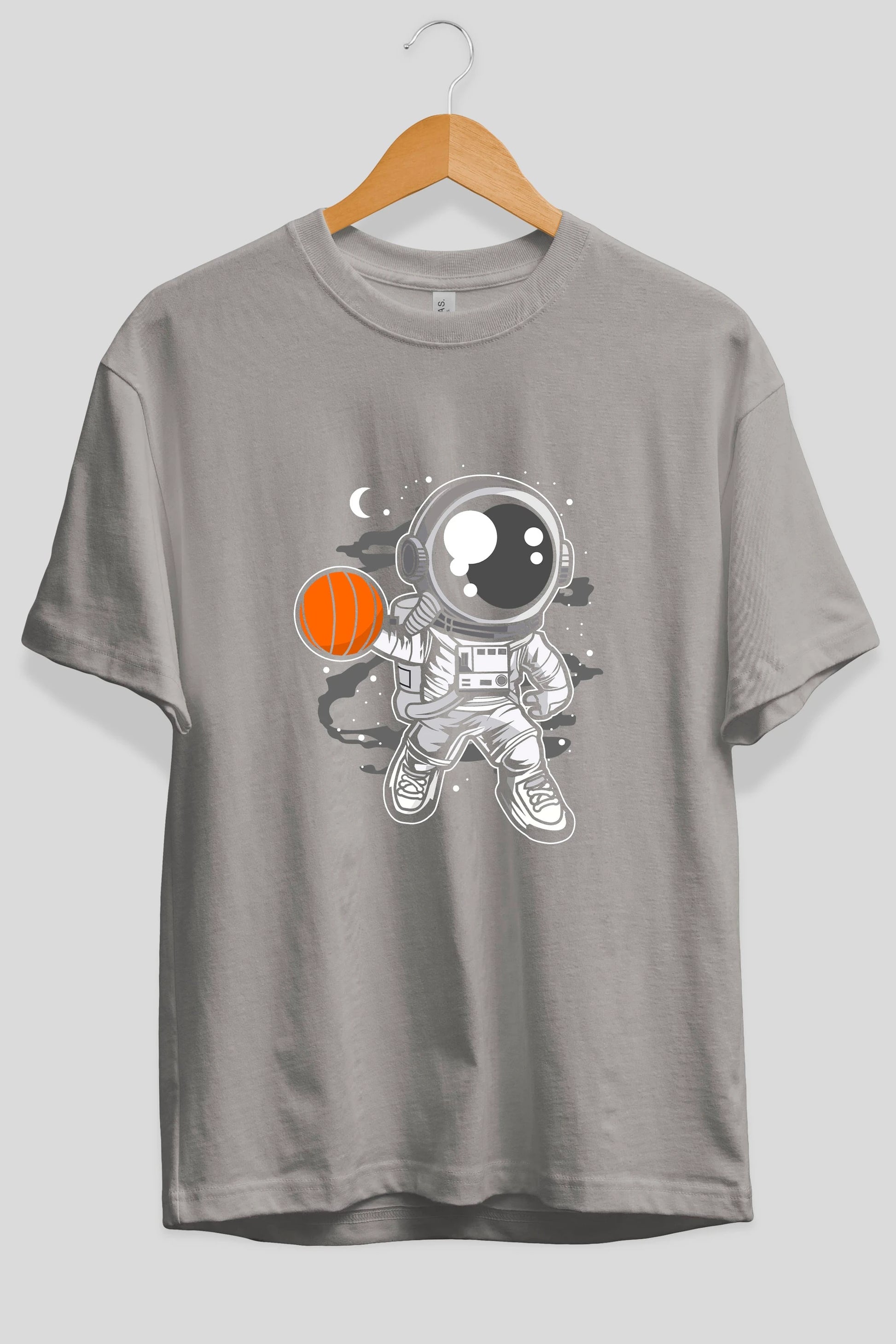 Astronaut Basketball Ön Baskılı Oversize t-shirt Erkek Kadın Unisex
