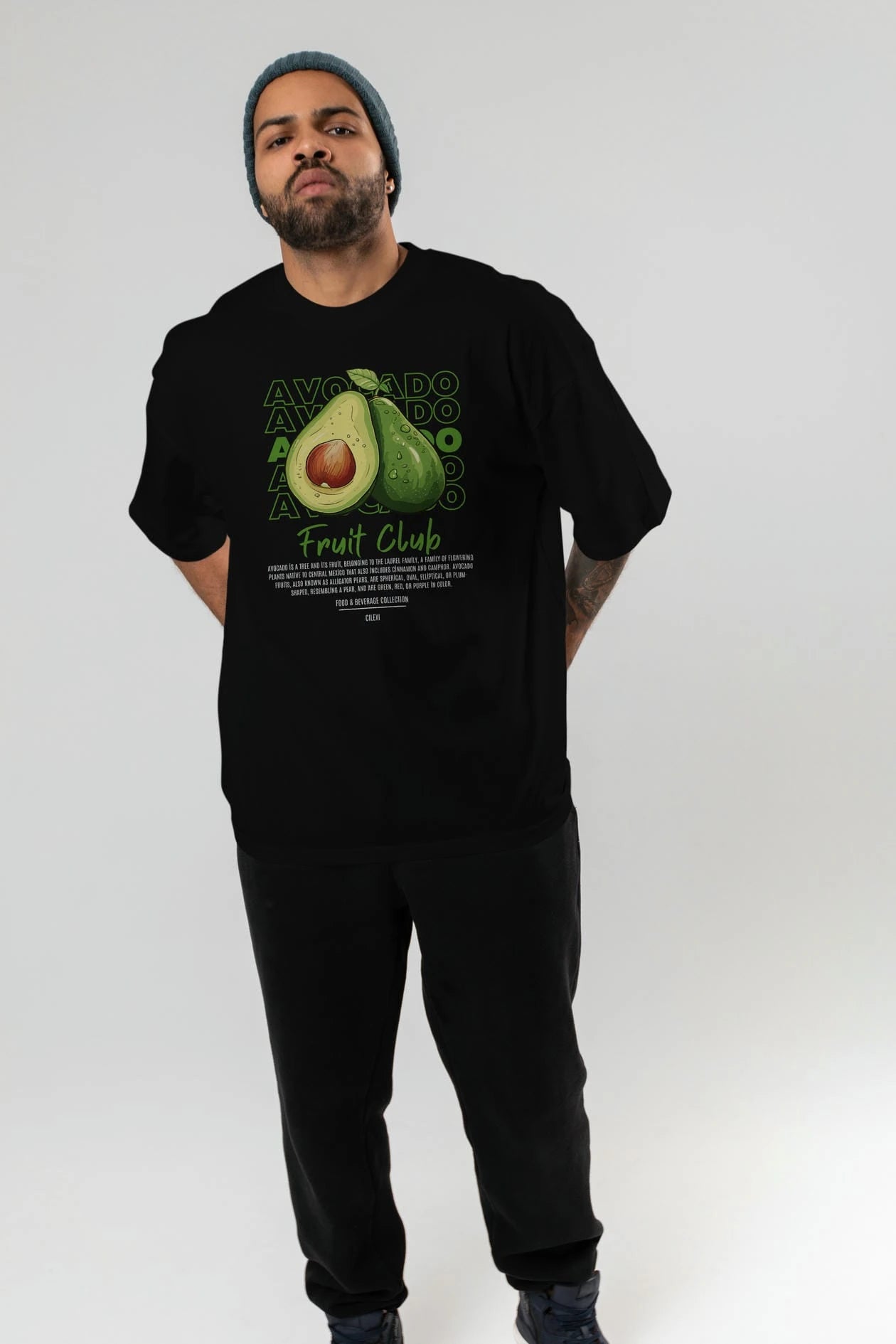 Avocado Ön Baskılı Oversize t-shirt Erkek Kadın Pamuk Bisiklet Yaka tişort