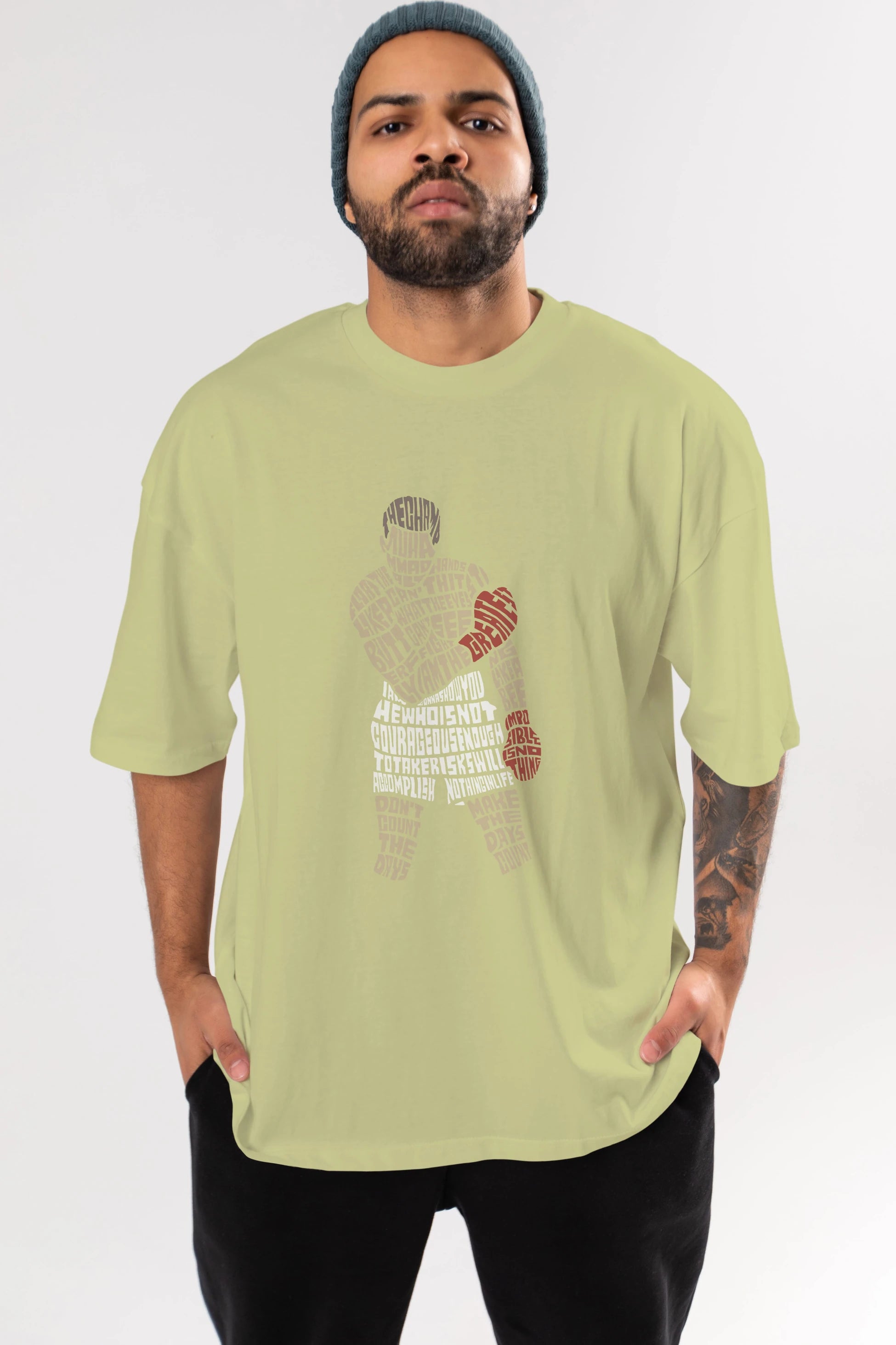 The Champ Muhammad Ali Ön Baskılı Oversize t-shirt %100 pamuk Erkek Kadın Unisex