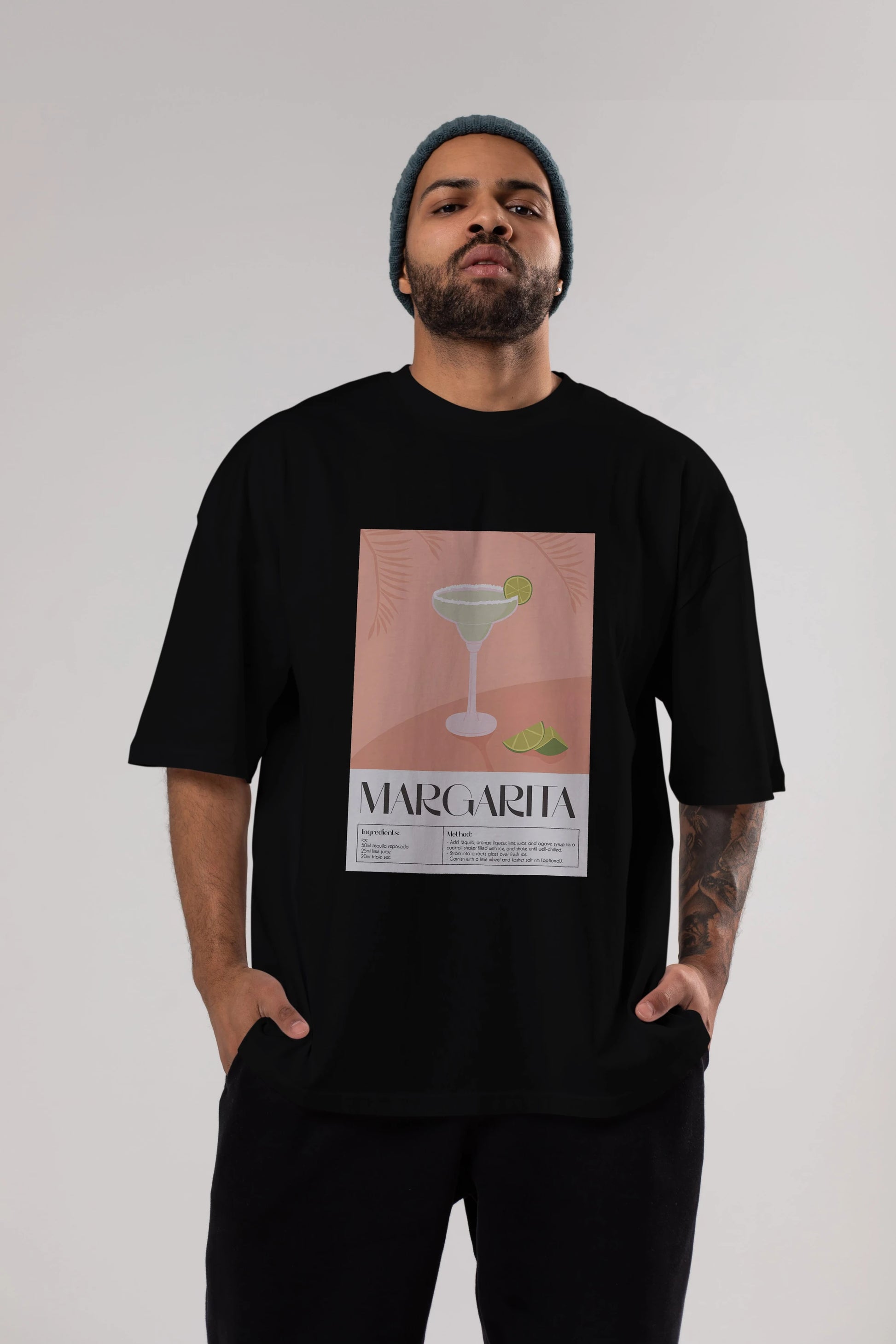 Margarita 5 Ön Baskılı Oversize t-shirt Erkek Kadın Unisex %100 Pamuk Bisiklet Yaka tişort