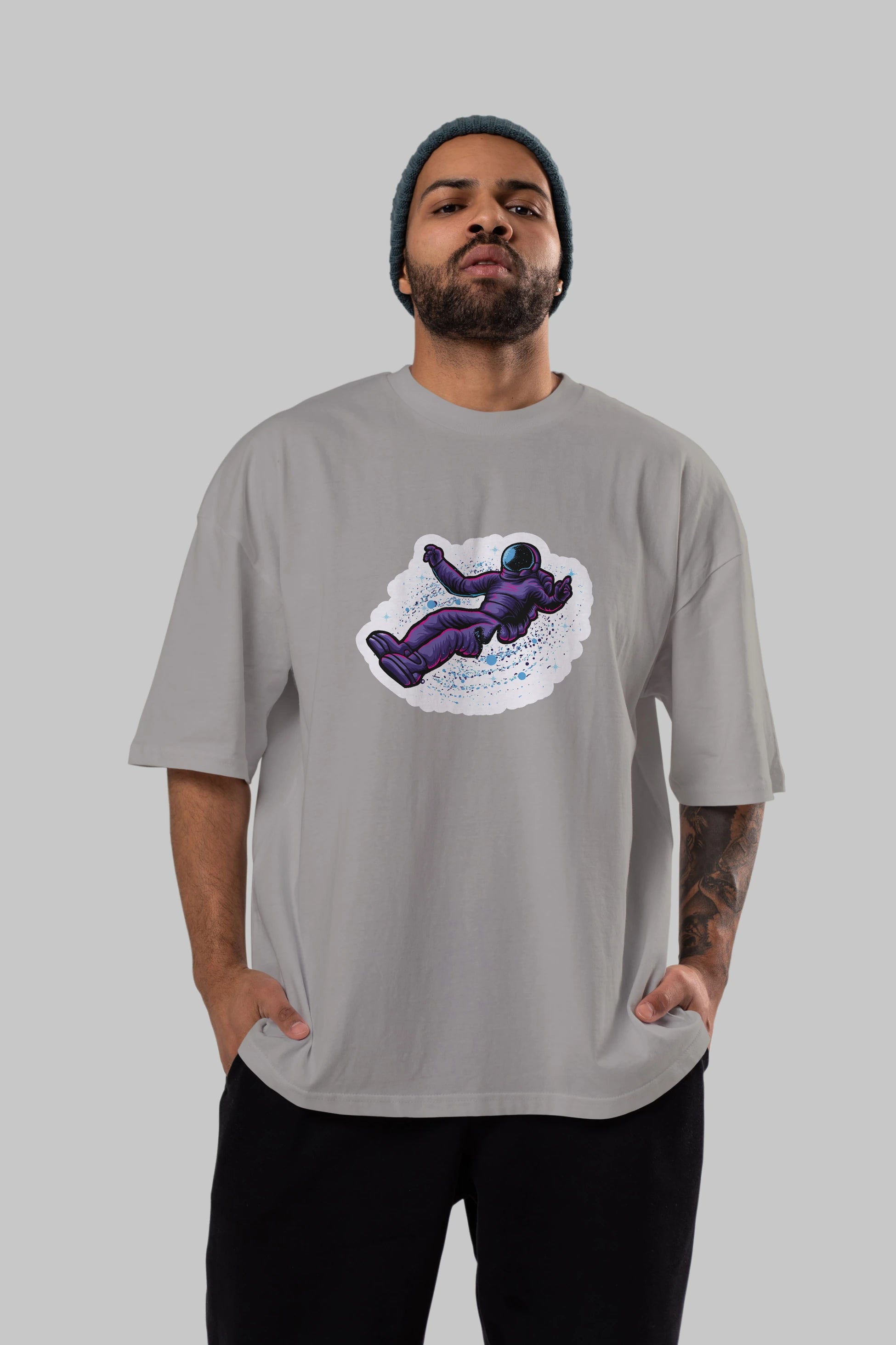 Having fun in outer space sticker Ön Baskılı Oversize t-shirt Erkek Kadın Unisex