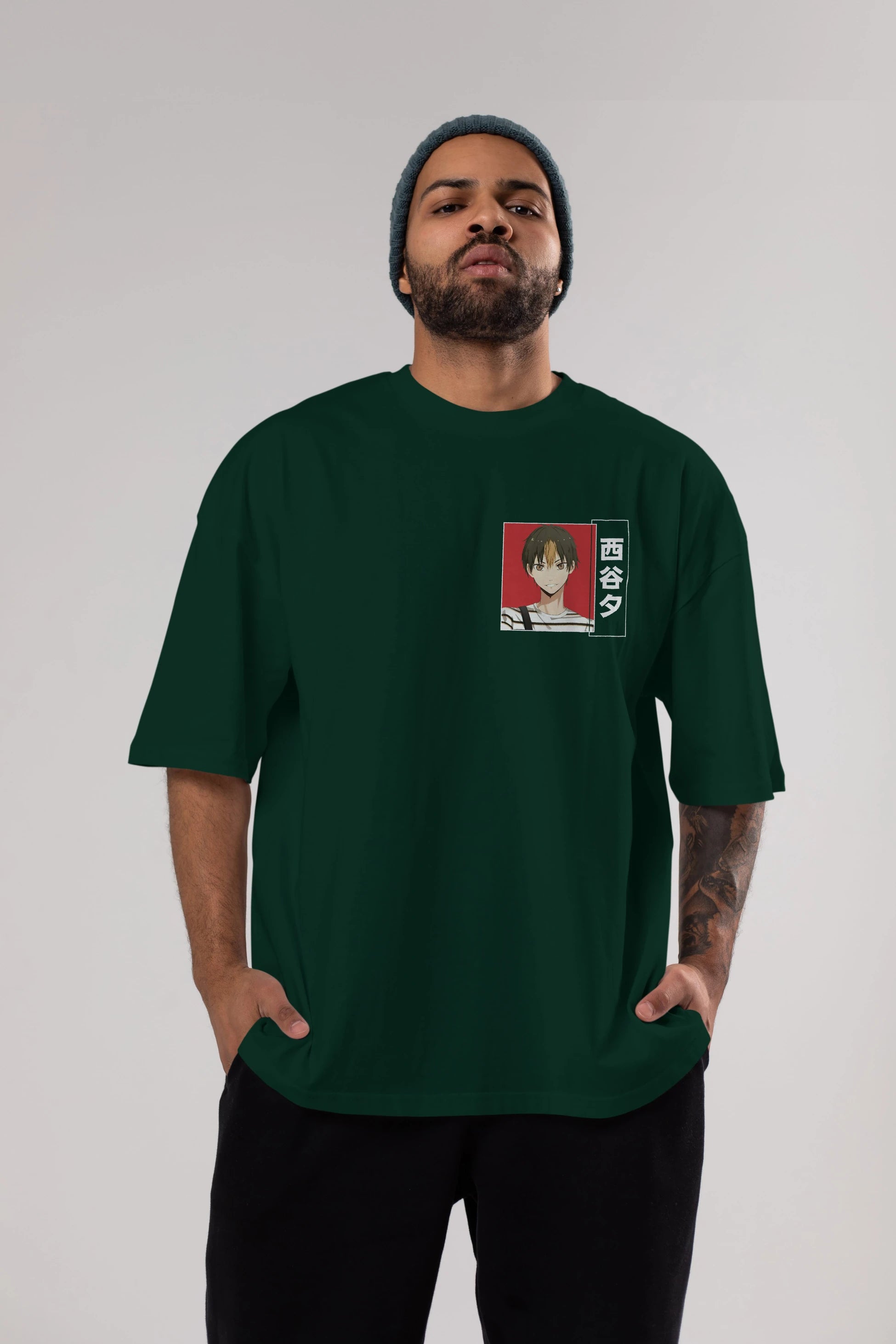 Yuu Nishinoya 1 Ön Sol Baskılı Oversize t-shirt Erkek Kadın Unisex %100 Pamuk Bisiklet Yaka tişort