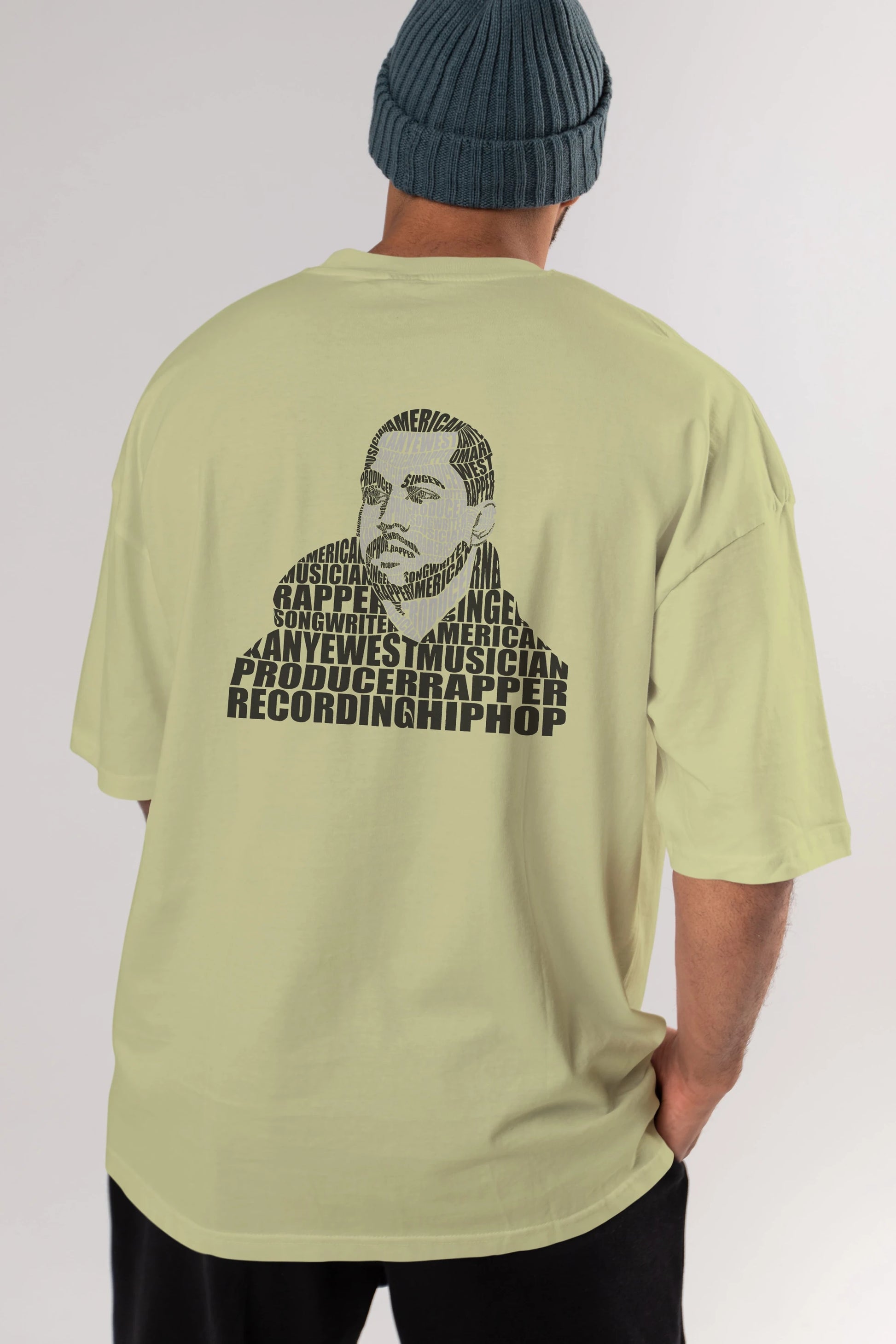 Kanye West Calligram Arka Baskılı Oversize t-shirt %100 pamuk Erkek Kadın Unisex
