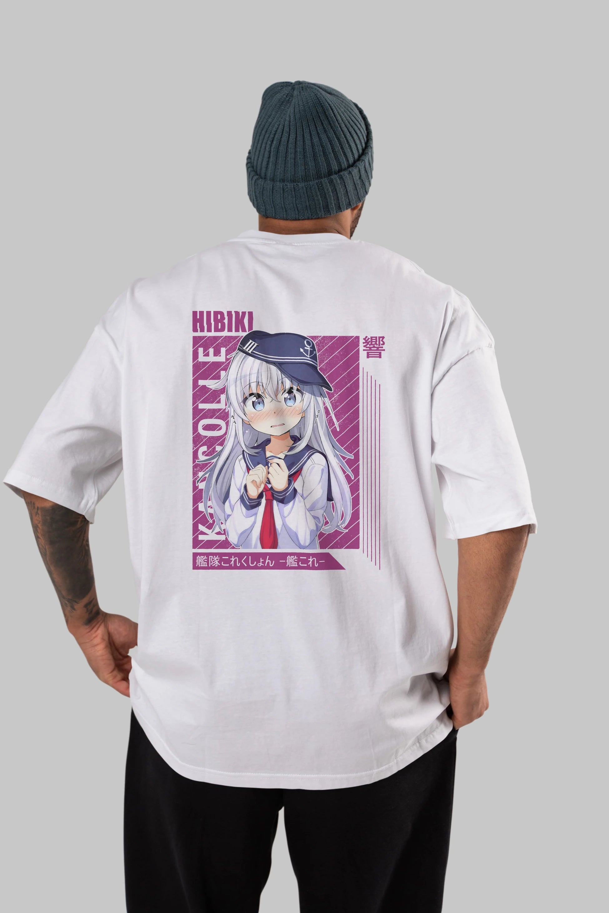Hibiki 4 Anime Arka Baskılı Oversize t-shirt Erkek Kadın Unisex