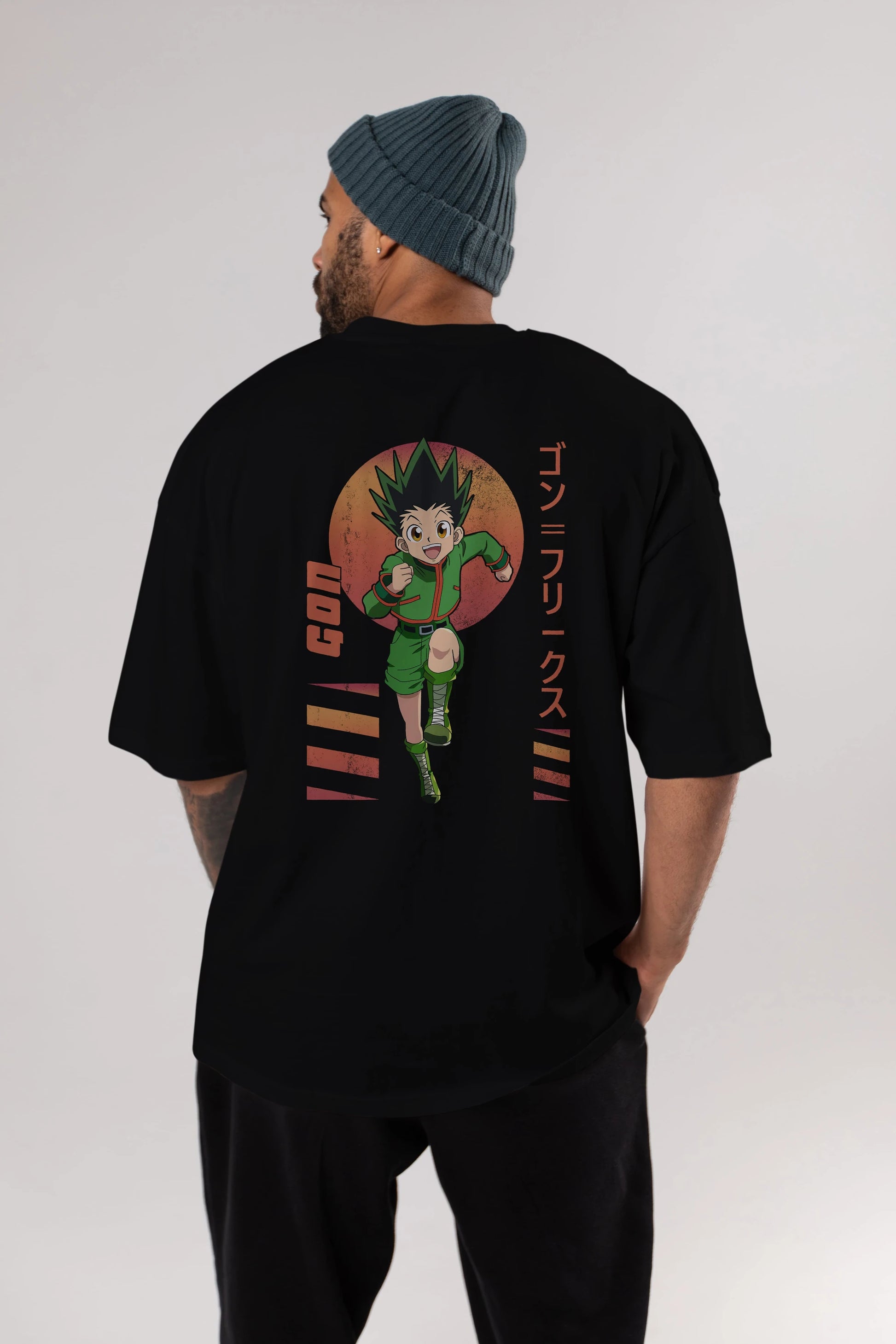 Gon Freecss HUNTER X HUNTER 2 Anime Arka Baskılı Oversize t-shirt Erkek Kadın Unisex