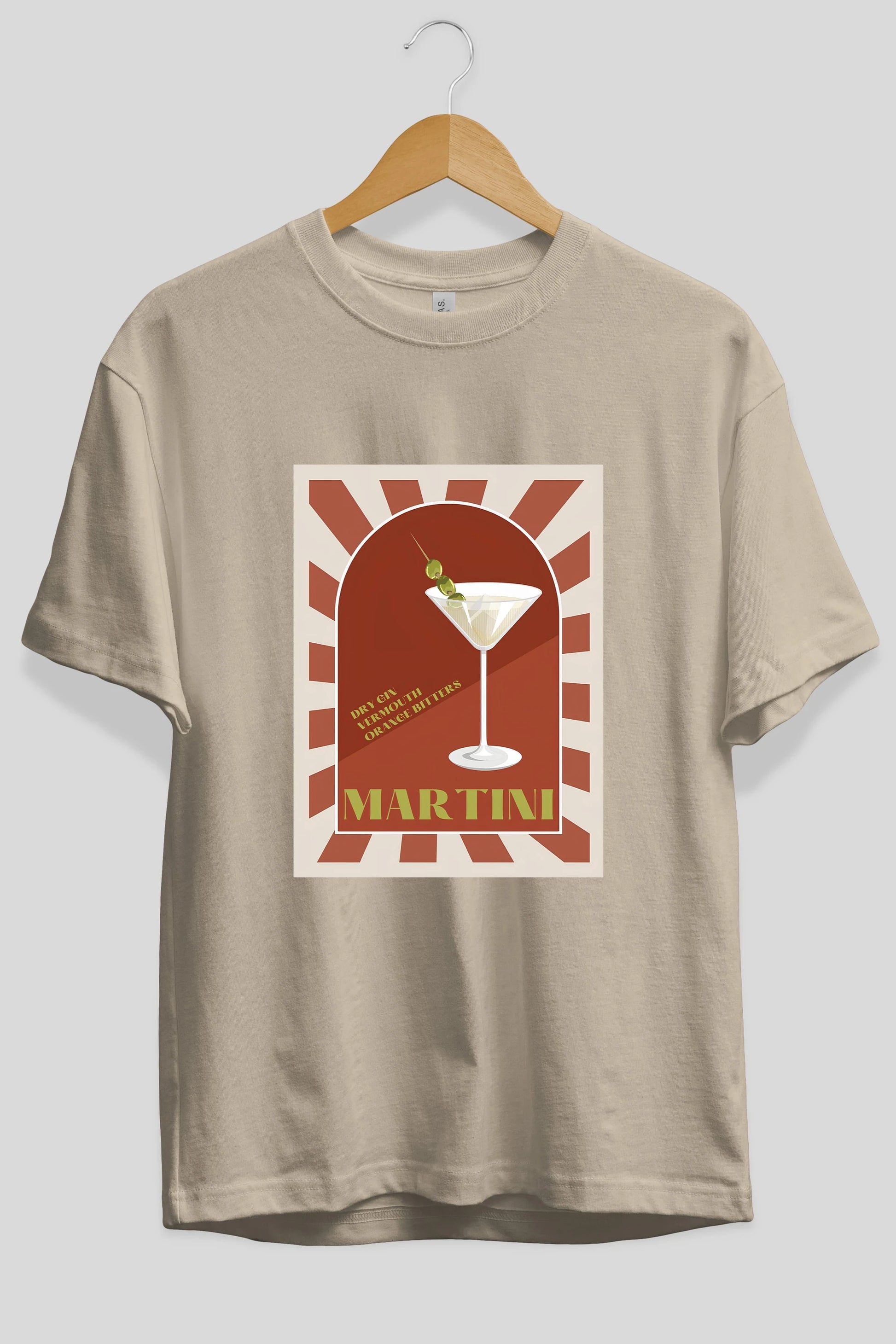 Martini 2 Ön Baskılı Oversize t-shirt Erkek Kadın Unisex %100 Pamuk Bisiklet Yaka tişort