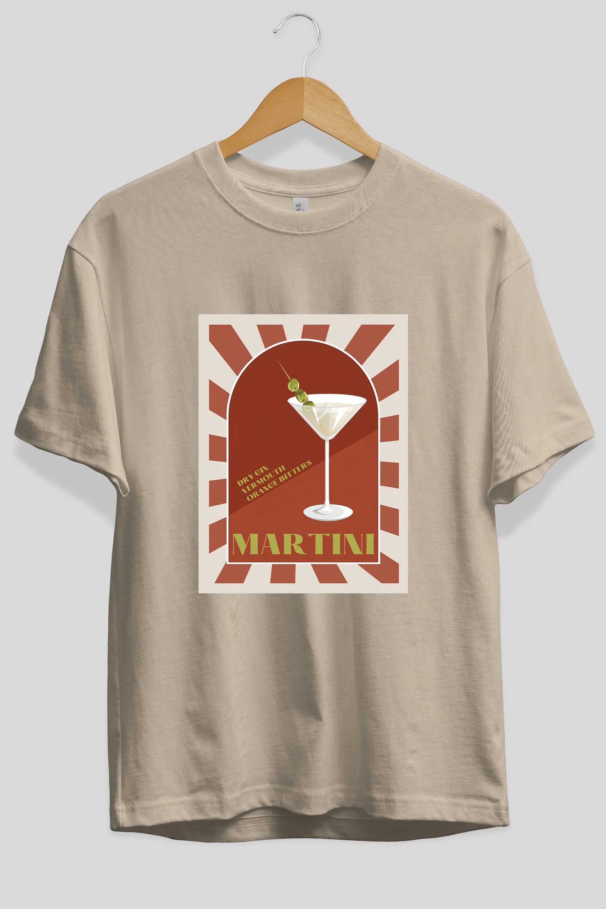 Martini 2 Ön Baskılı Oversize t-shirt Erkek Kadın Unisex %100 Pamuk Bisiklet Yaka tişort