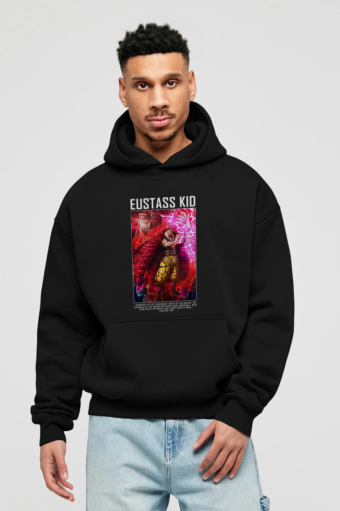 Eustass Kid Anime Ön Baskılı Hoodie Oversize Kapüşonlu Sweatshirt Erkek Kadın Unisex
