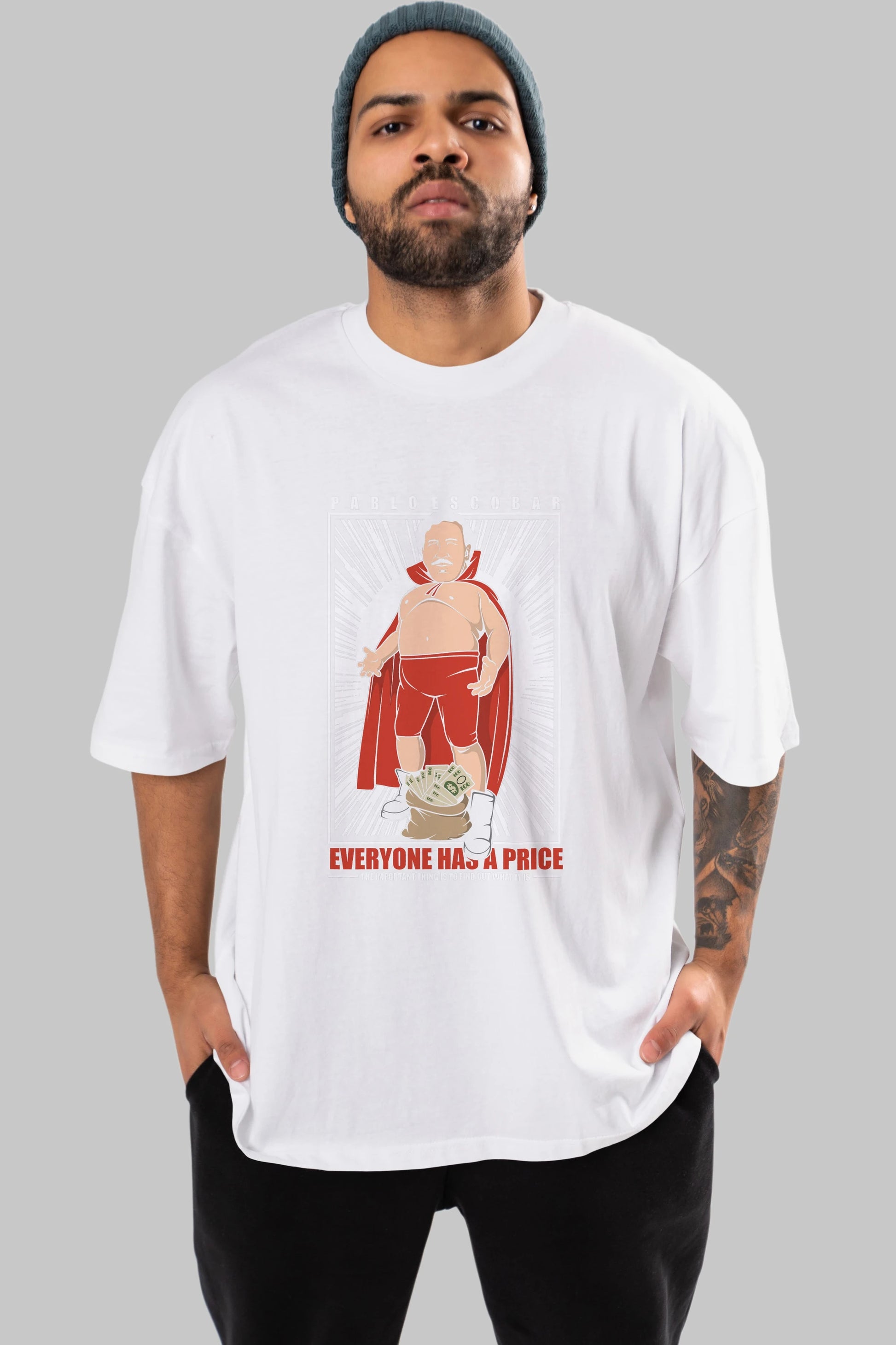 Pablo Escobar Luchador Ön Baskılı Oversize t-shirt Erkek Kadın Unisex %100 Pamuk tişort
