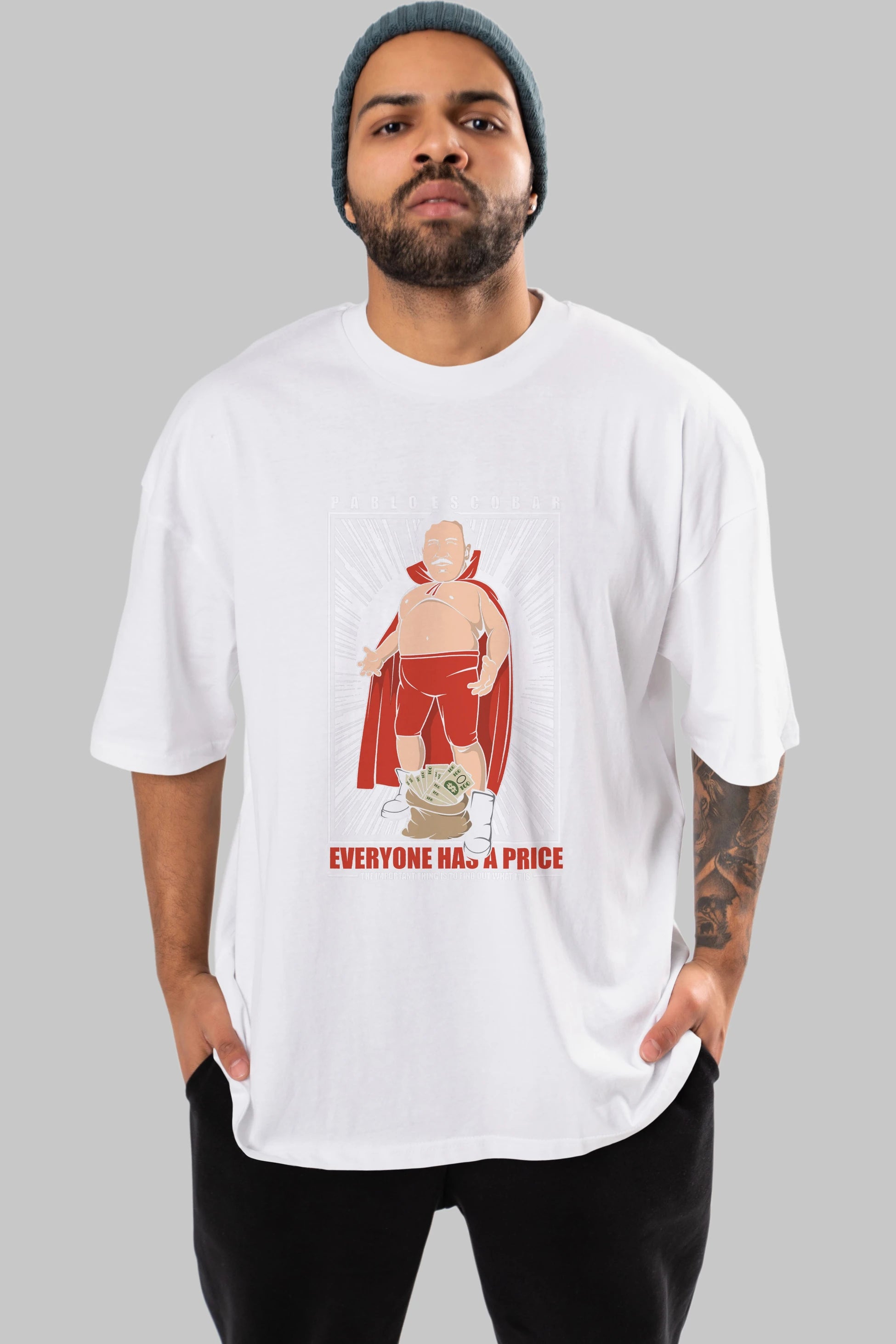 Pablo Escobar Luchador Ön Baskılı Oversize t-shirt Erkek Kadın Unisex %100 Pamuk tişort