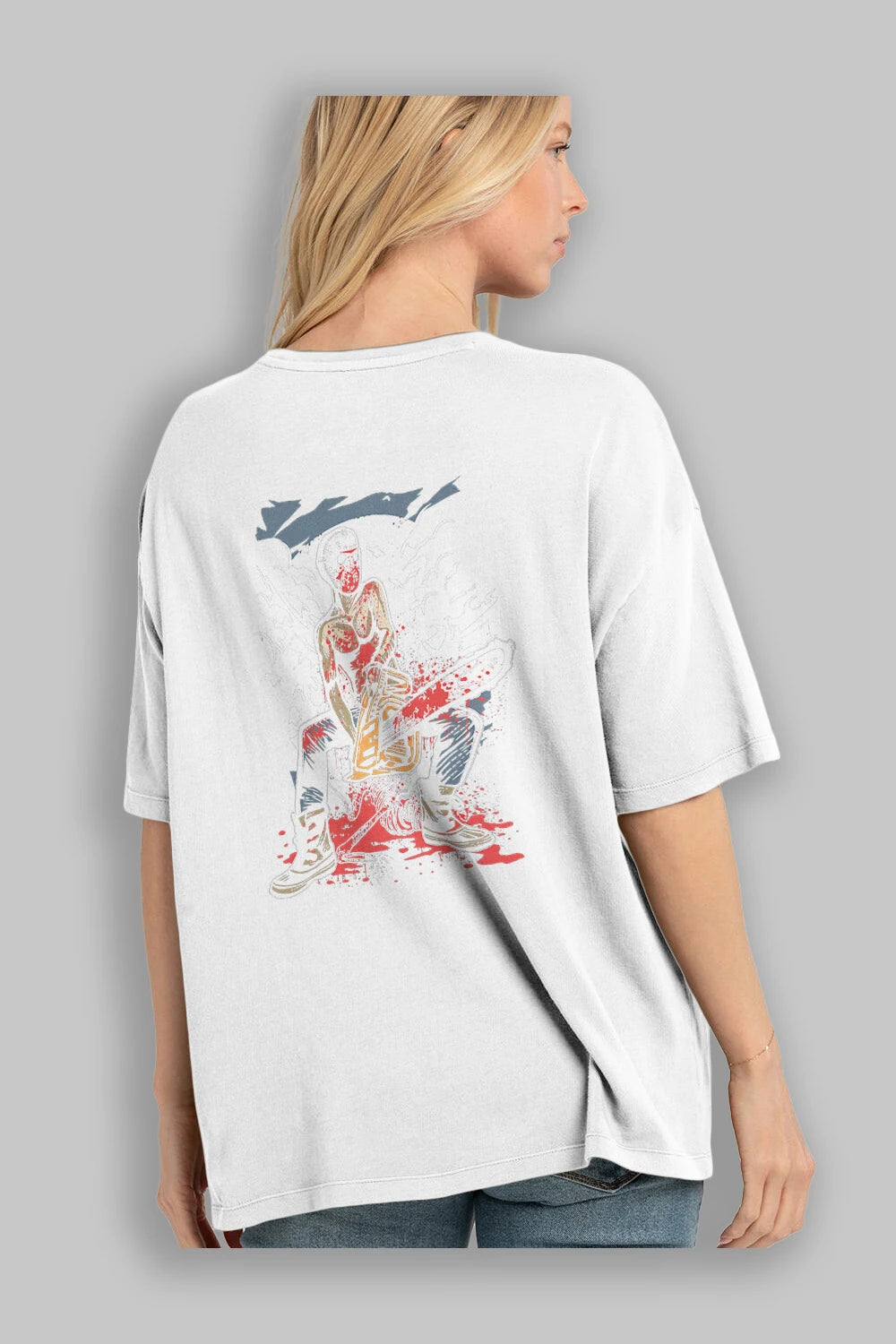 Chainsaw Killer Arka Baskılı Oversize t-shirt Erkek Kadın Unisex %100 Pamuk