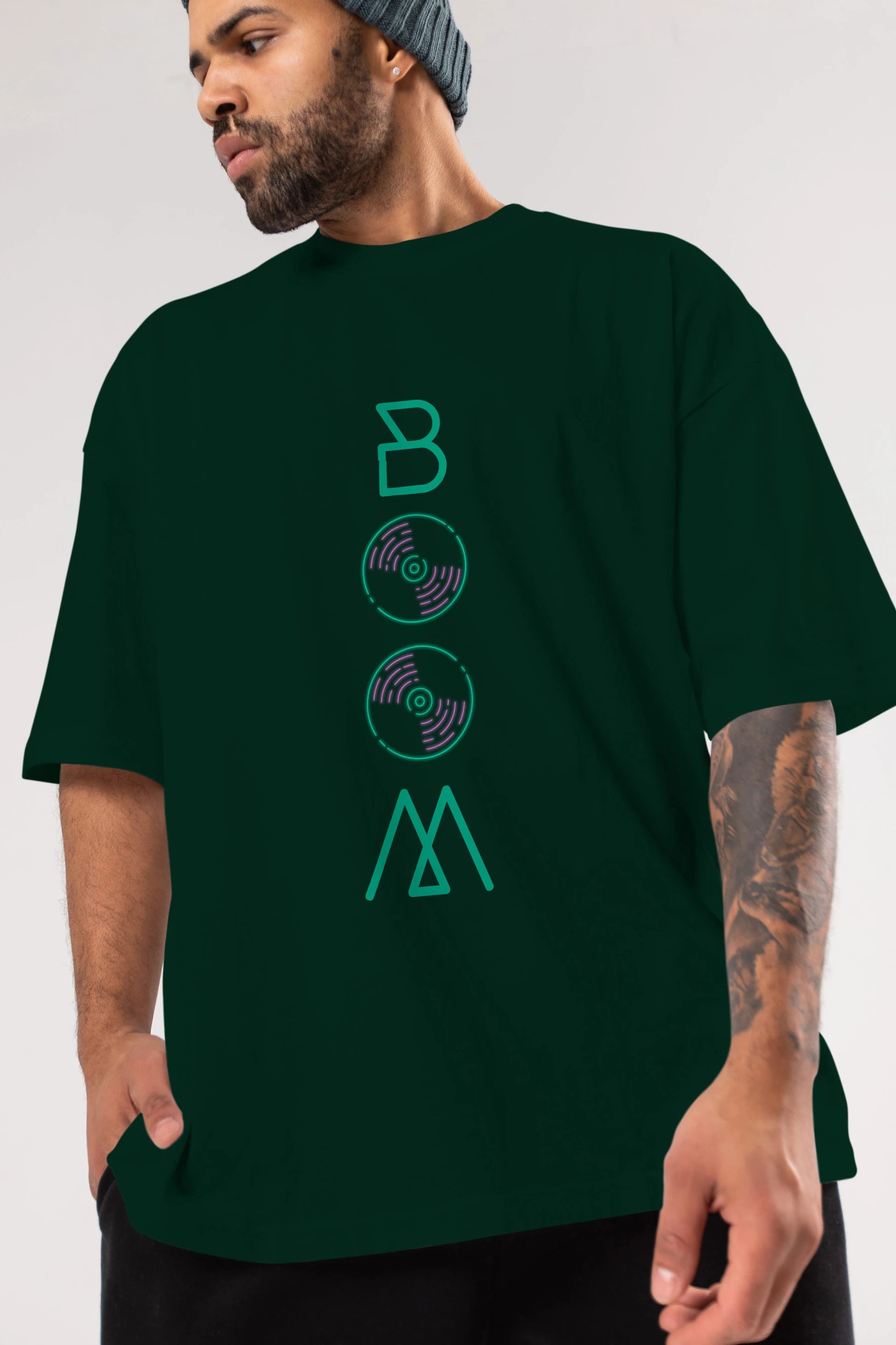 Boom Ön Baskılı Oversize t-shirt Erkek Kadın Unisex