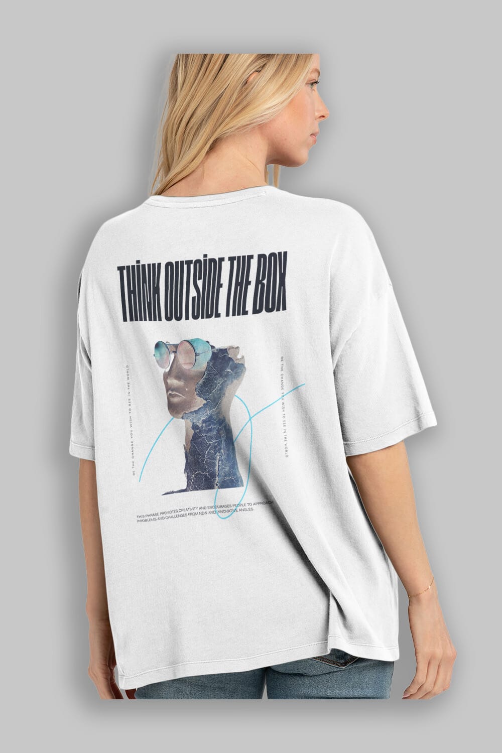 Think Outside The Box Arka Baskılı Oversize t-shirt Erkek Kadın Unisex