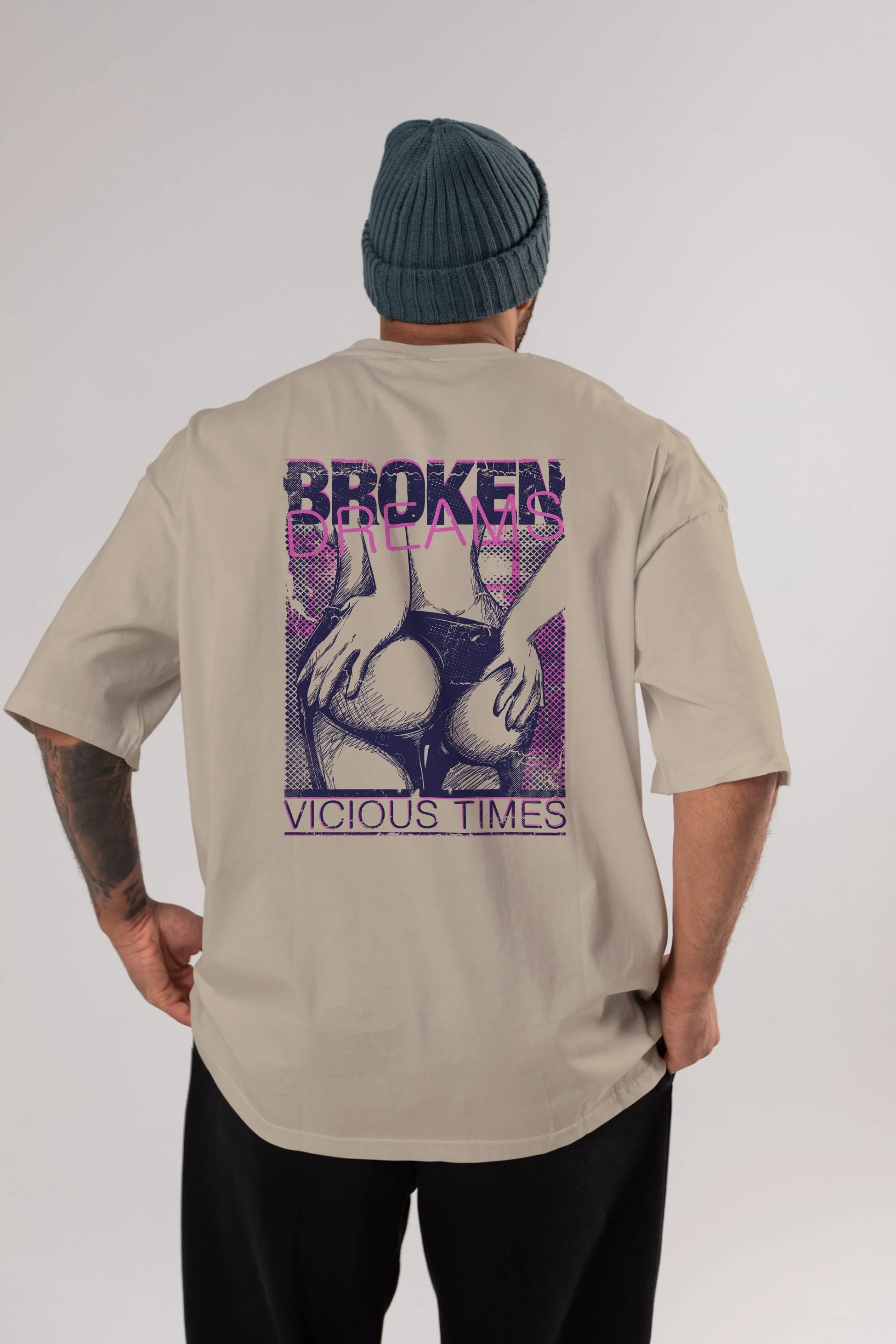 Broken Dreams Arka Baskılı Oversize t-shirt Erkek Kadın Unisex