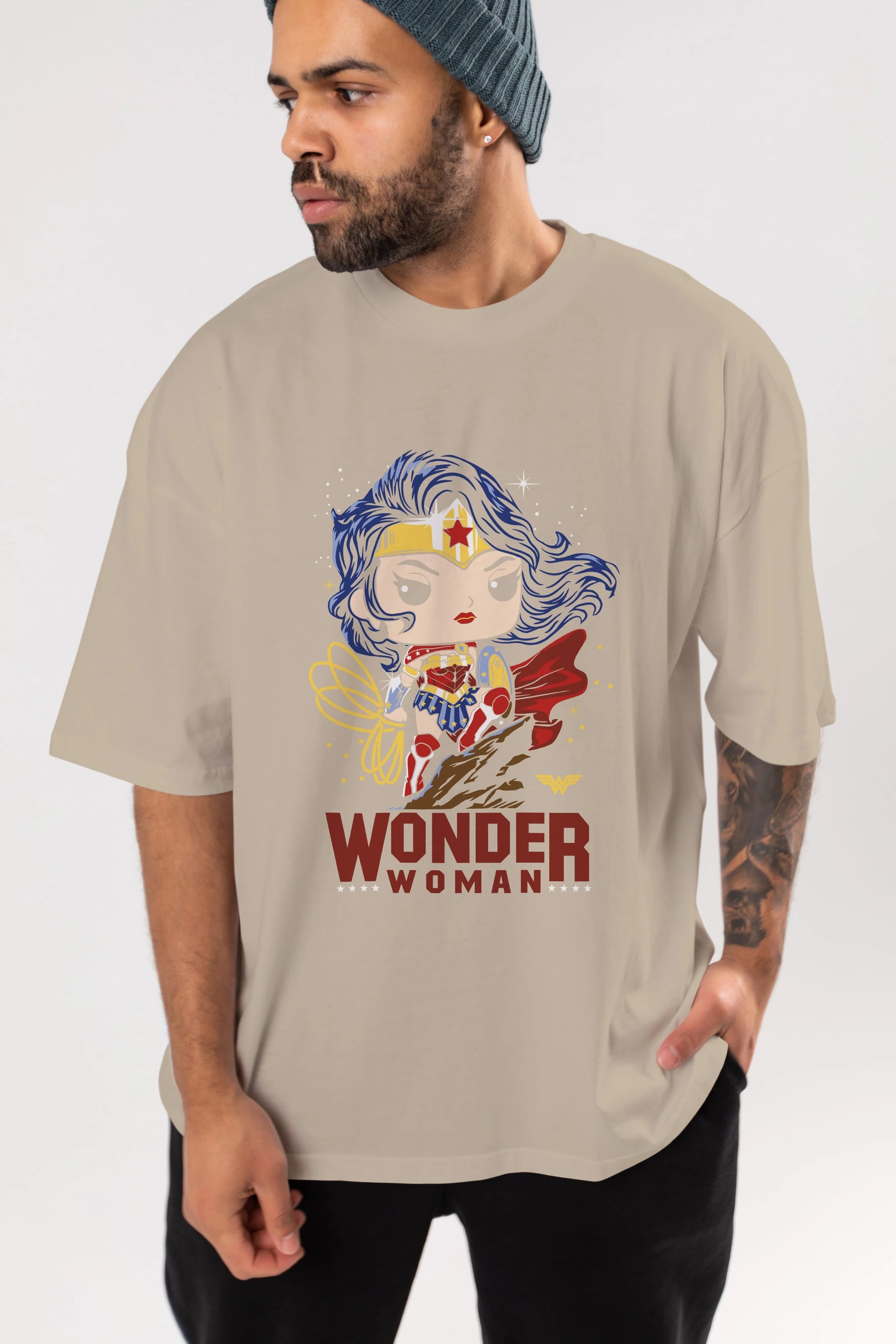 Wonder Woman (2) Ön Baskılı Oversize t-shirt Erkek Kadın Unisex %100 Pamuk Bisiklet Yaka tişort