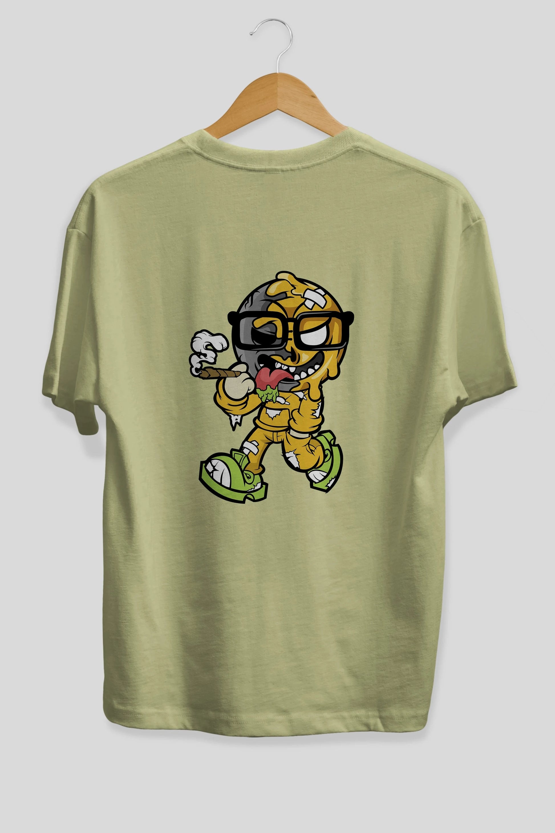 Eyeball Smoker Arka Baskılı Oversize t-shirt Erkek Kadın Unisex %100 Pamuk tişort