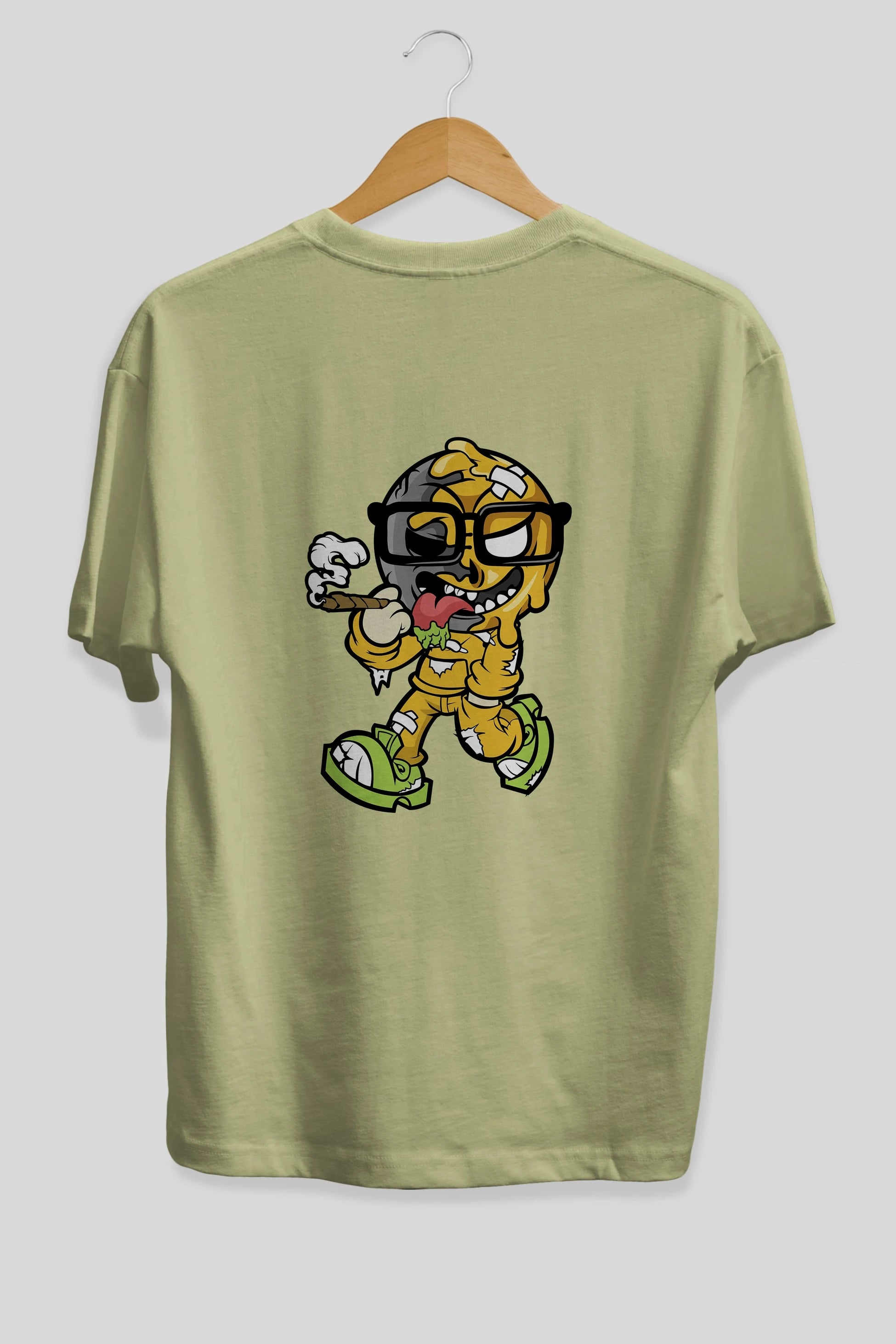Eyeball Smoker Arka Baskılı Oversize t-shirt Erkek Kadın Unisex %100 Pamuk tişort