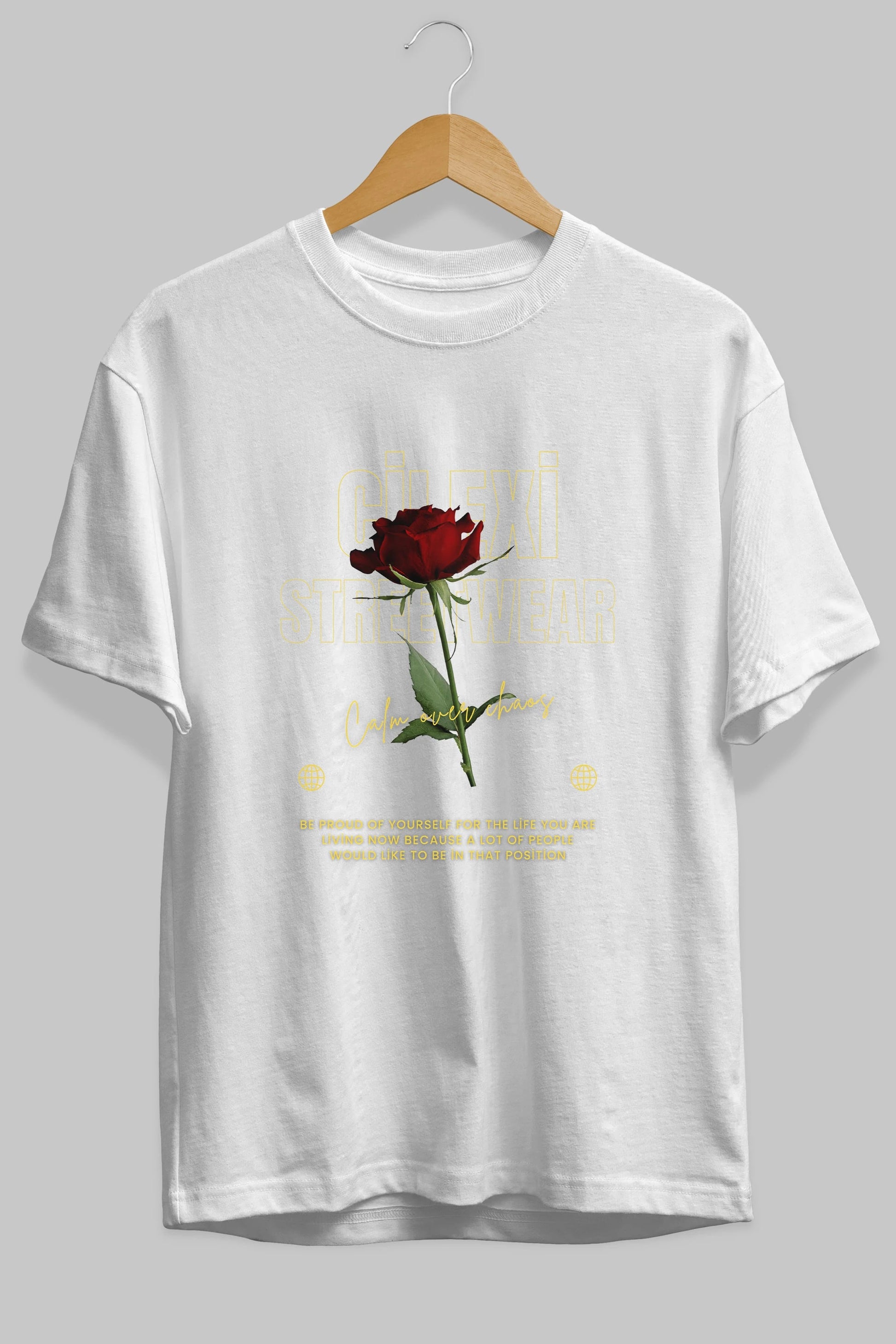Rose Cilexi Streetwear Ön Baskılı Oversize t-shirt Erkek Kadın Unisex