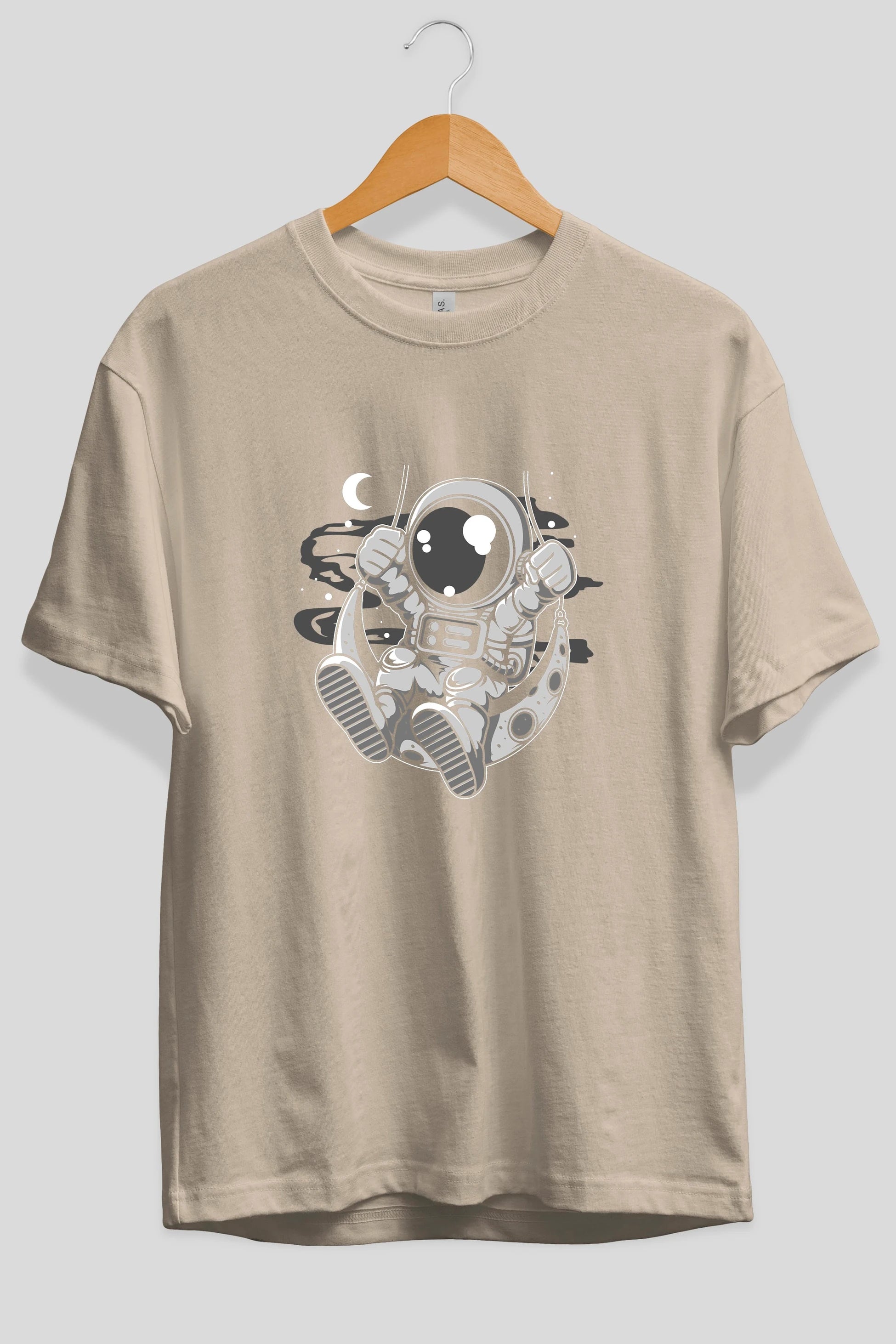 Astronaut Moon Swinger Ön Baskılı Oversize t-shirt Erkek Kadın Unisex