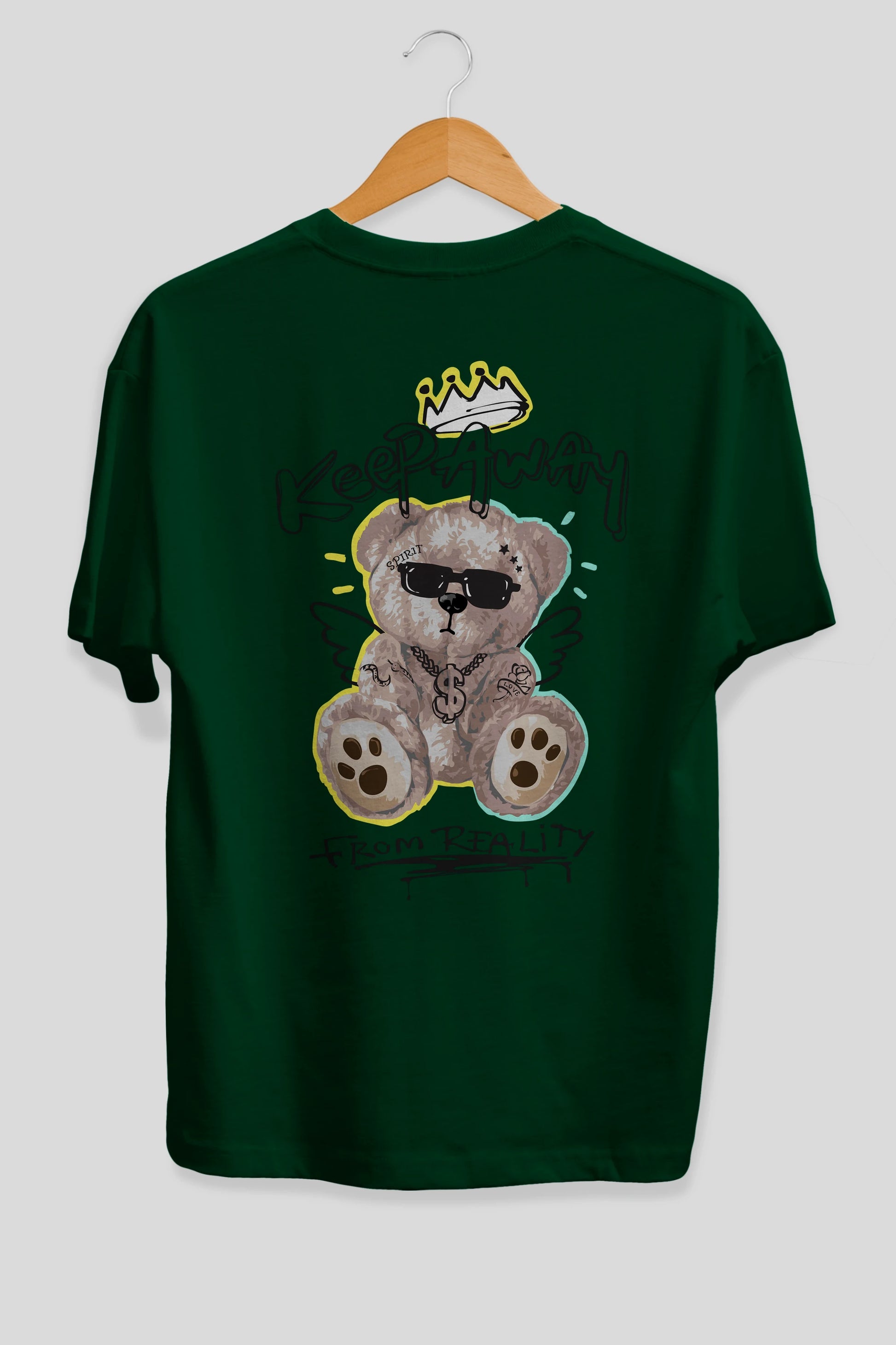 Keep Away Bear 2 Arka Baskılı Oversize t-shirt Erkek Kadın Unisex