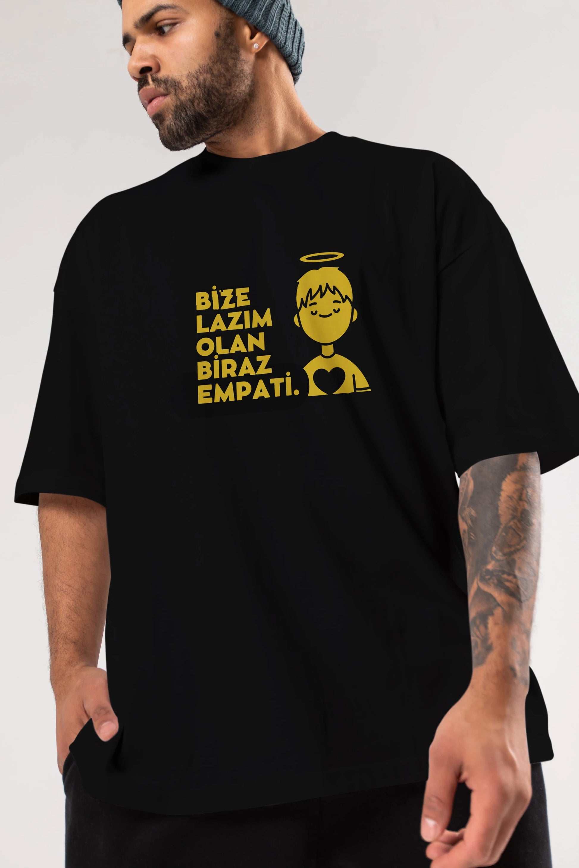 Bize Lazım Olan Biraz Empati Ön Baskılı Oversize t-shirt Erkek Kadın Unisex