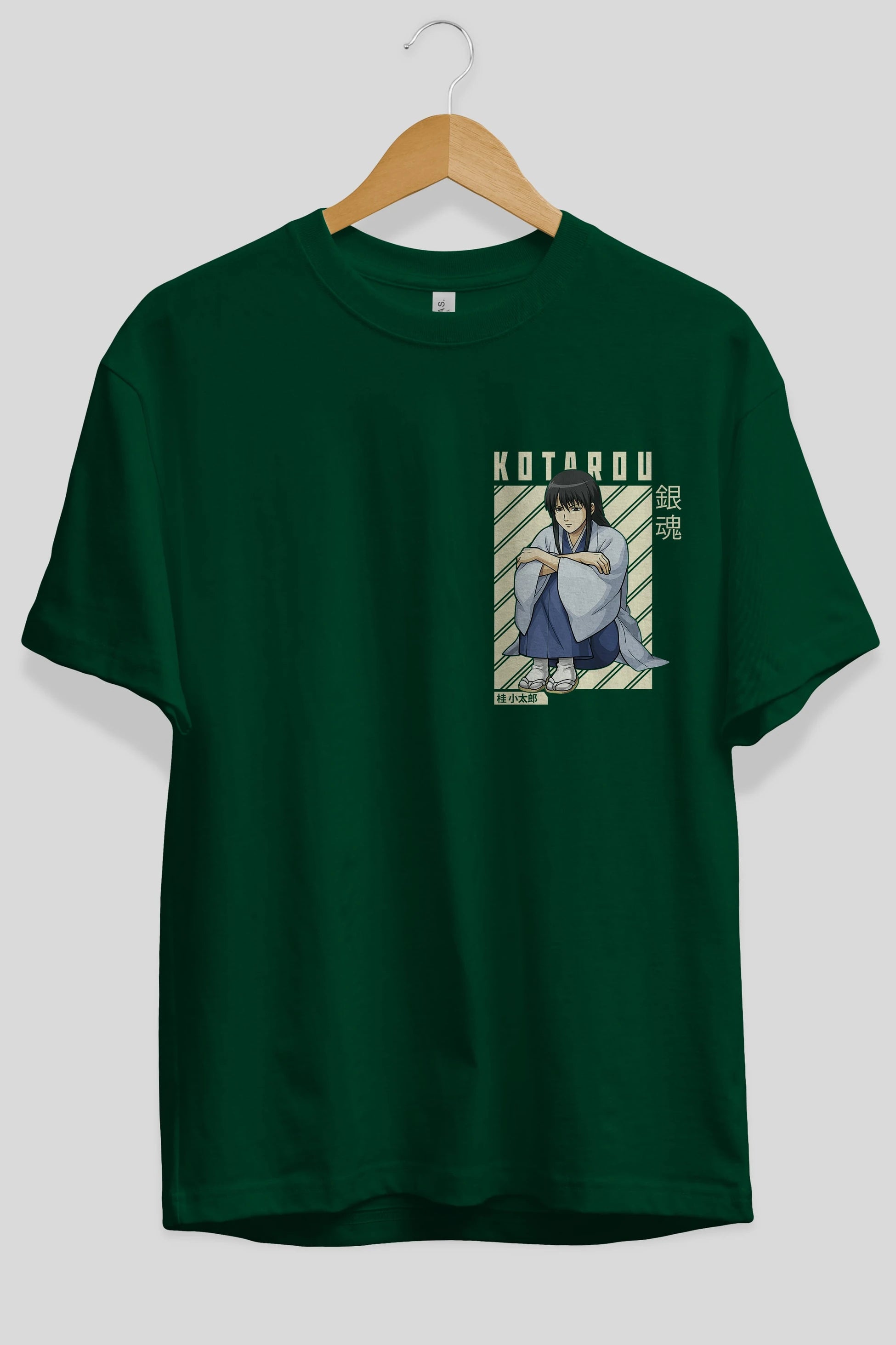 Kotarou Katsura GINTAMA Ön Sol Baskılı Oversize t-shirt Erkek Kadın Unisex %100 Pamuk Bisiklet Yaka tişort