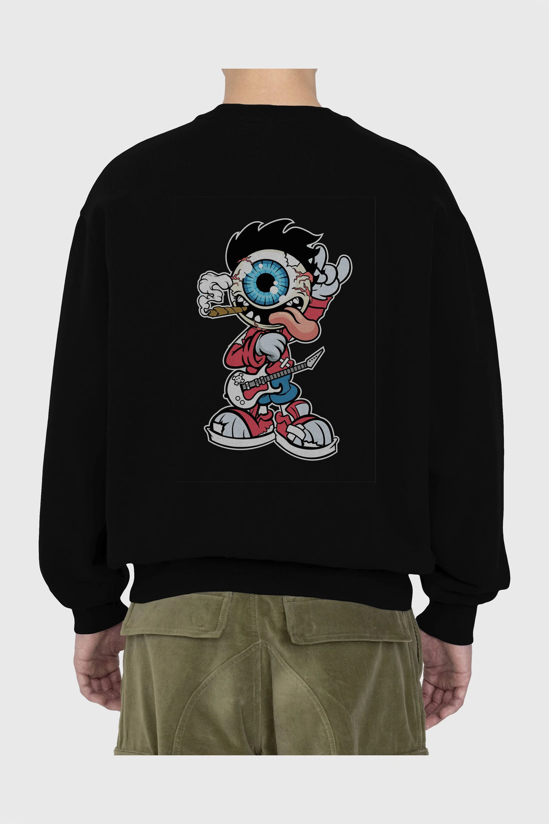 Eyeball Rockstar Arka Baskılı Oversize Sweatshirt Erkek Kadın Unisex