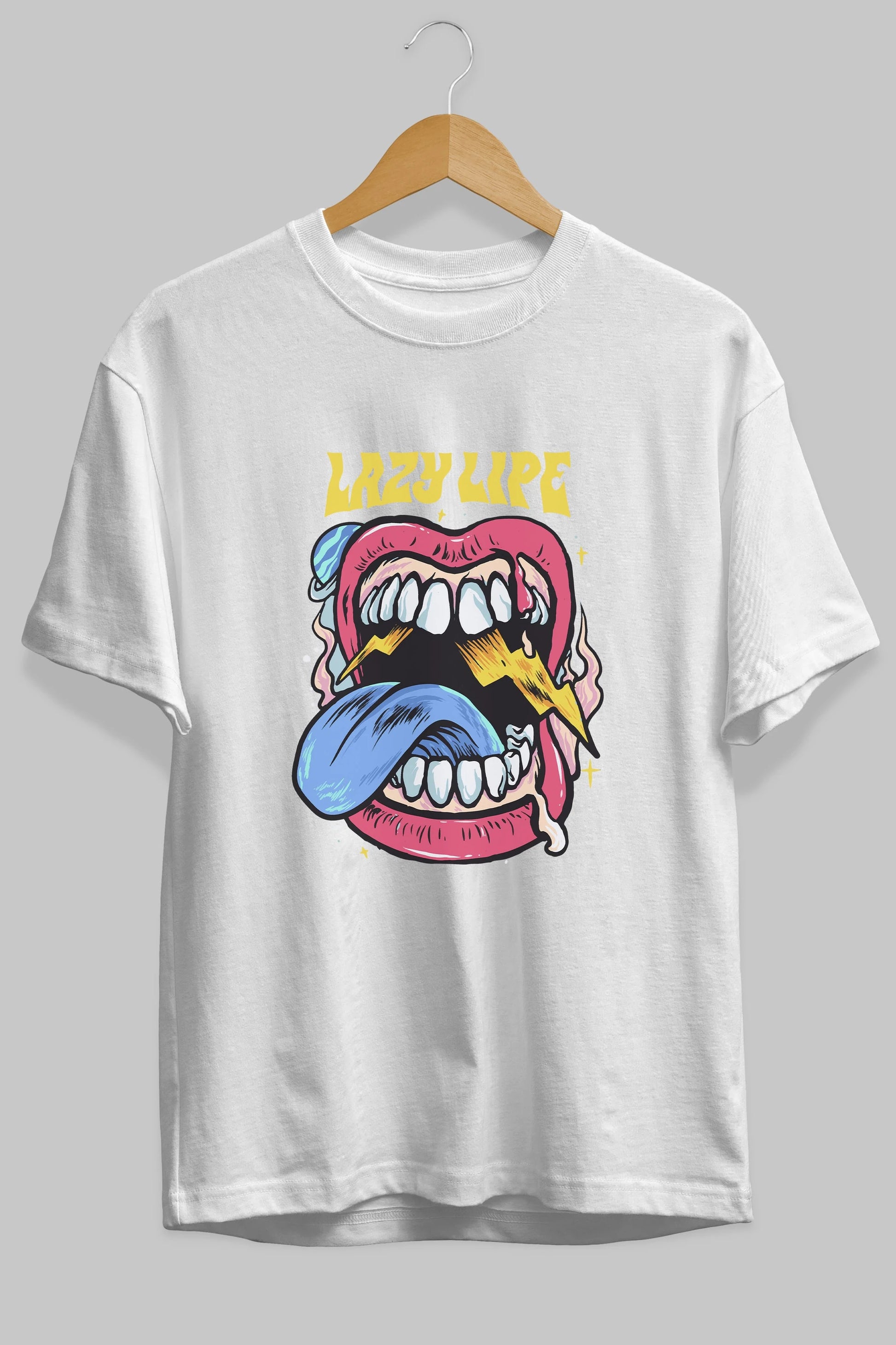 Lazy Lipe Ön Baskılı Oversize t-shirt Erkek Kadın Unisex