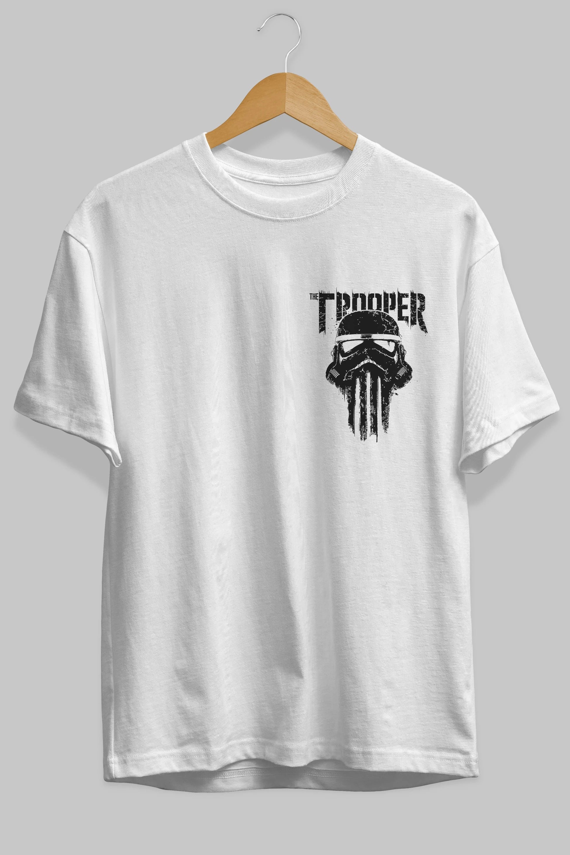 The Trooper Ön Sol Baskılı Oversize t-shirt Erkek Kadın Unisex %100 Pamuk Bisiklet Yaka tişort