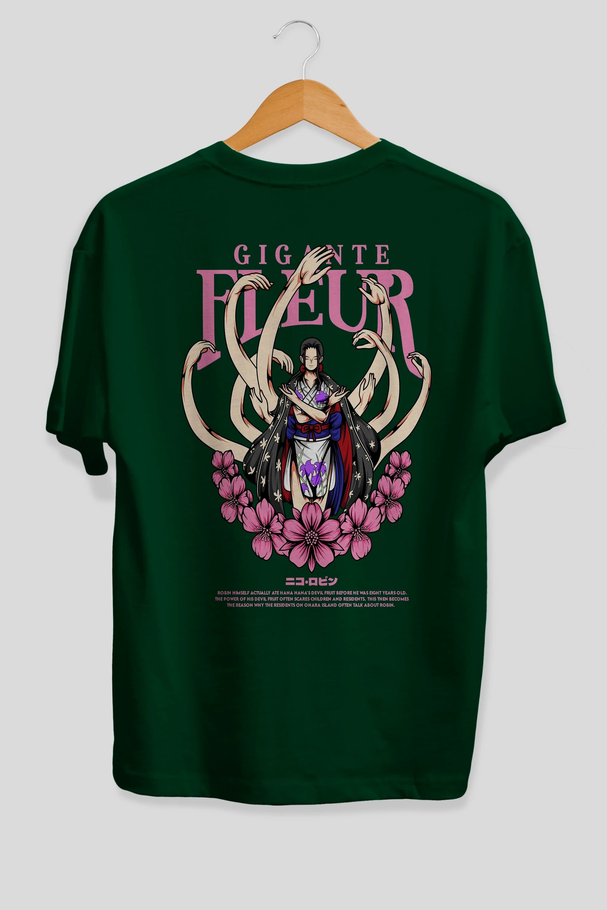Gigante Fleur Anime Arka Baskılı Oversize t-shirt Erkek Kadın Unisex