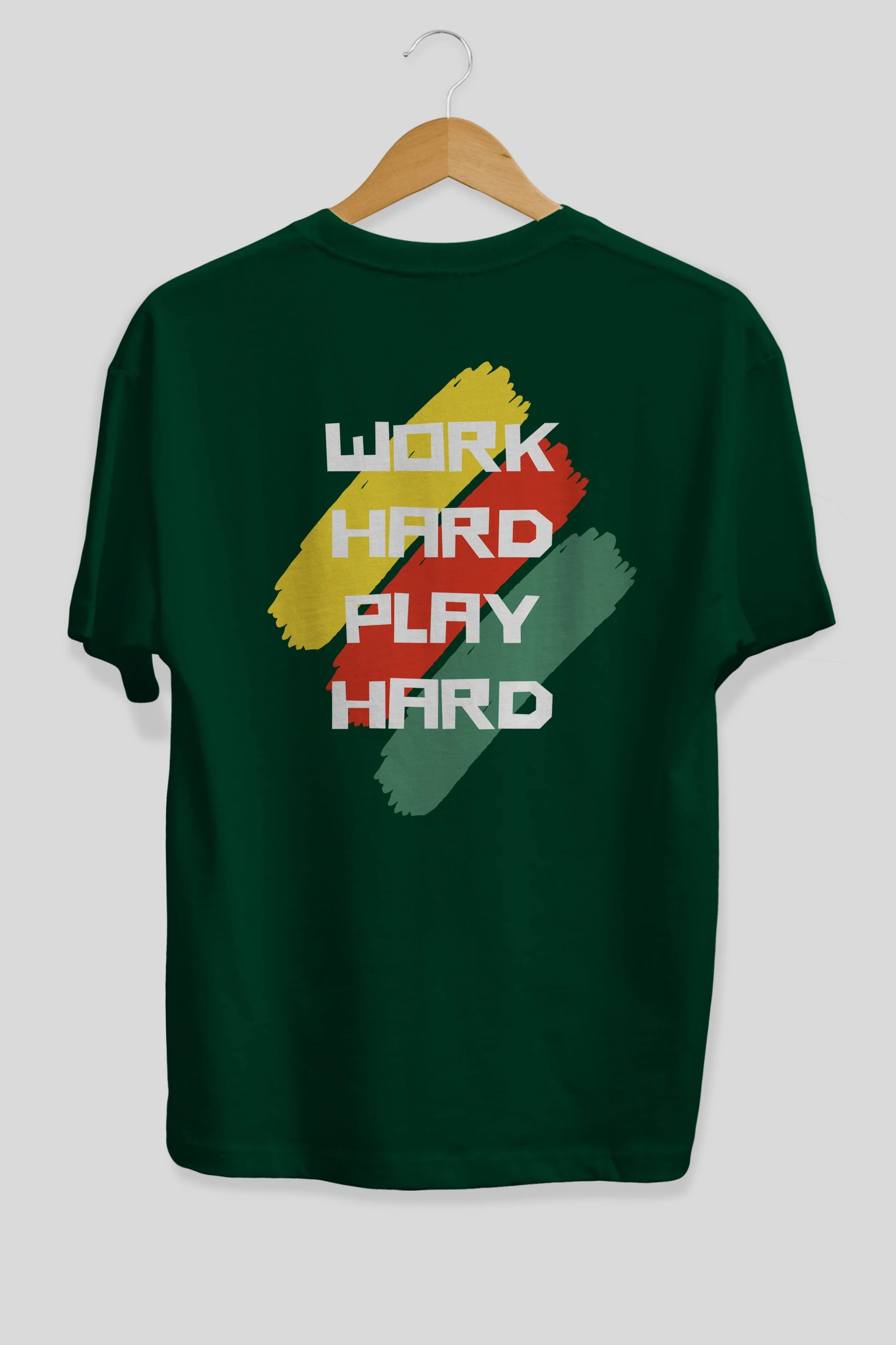 Work Hard Play Hard 2 Arka Baskılı Oversize t-shirt Erkek Kadın Unisex