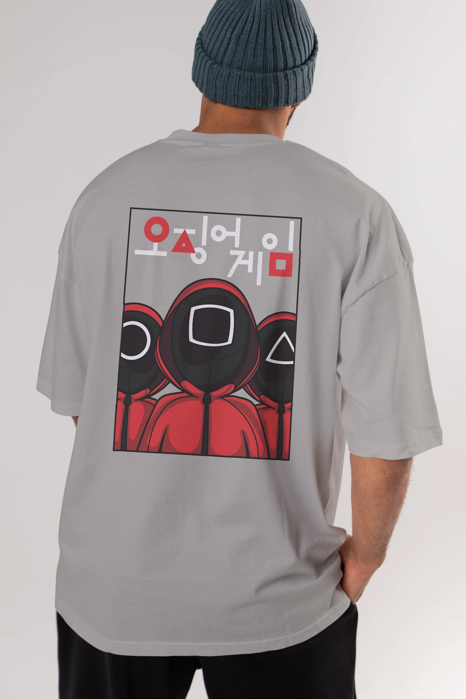 Squid Game (7) Arka Baskılı Oversize t-shirt Erkek Kadın Unisex %100 Pamuk Bisiklet Yaka tişort