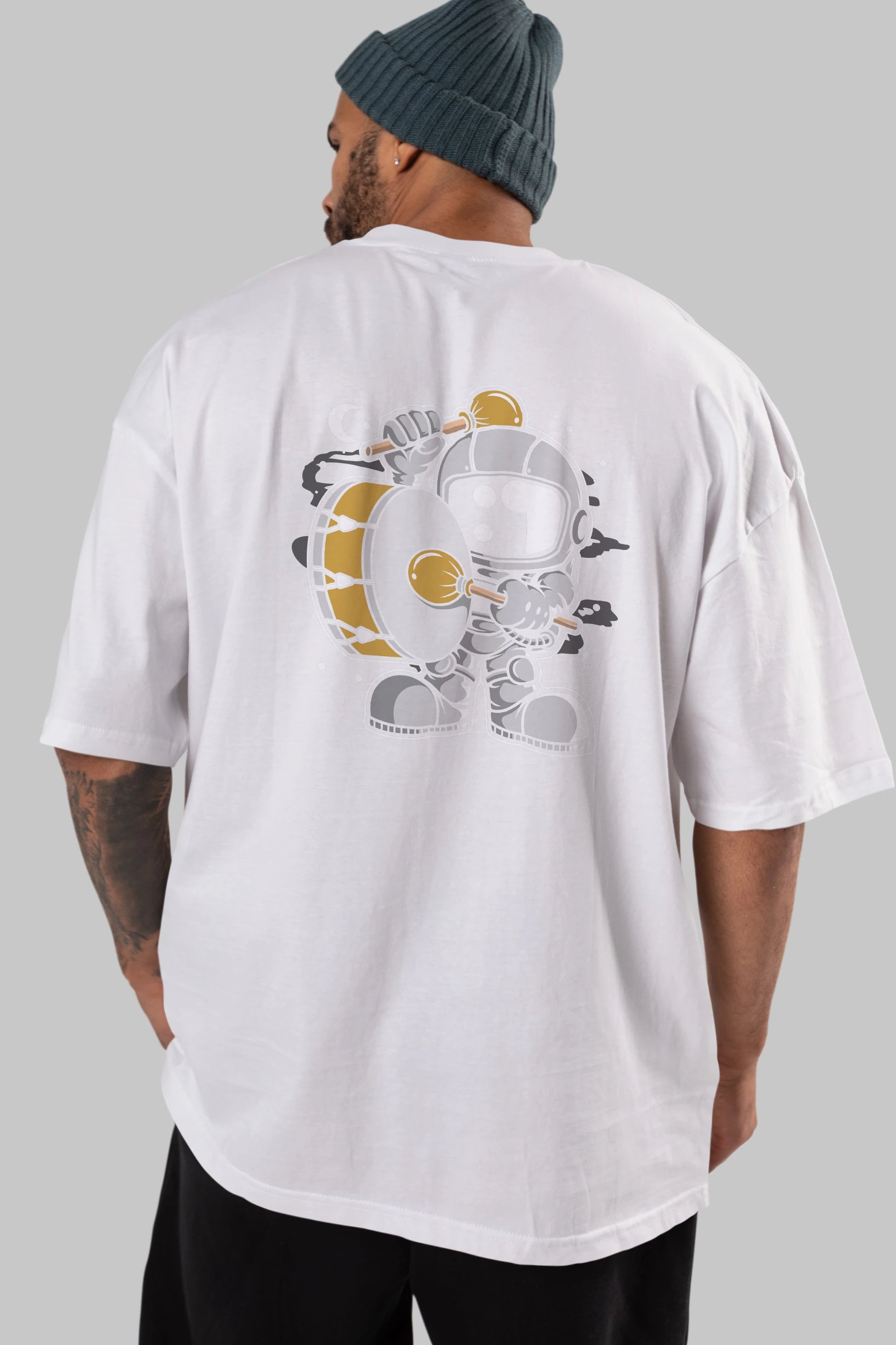 Astronaut Marching Band Arka Baskılı Oversize t-shirt Erkek Kadın Unisex