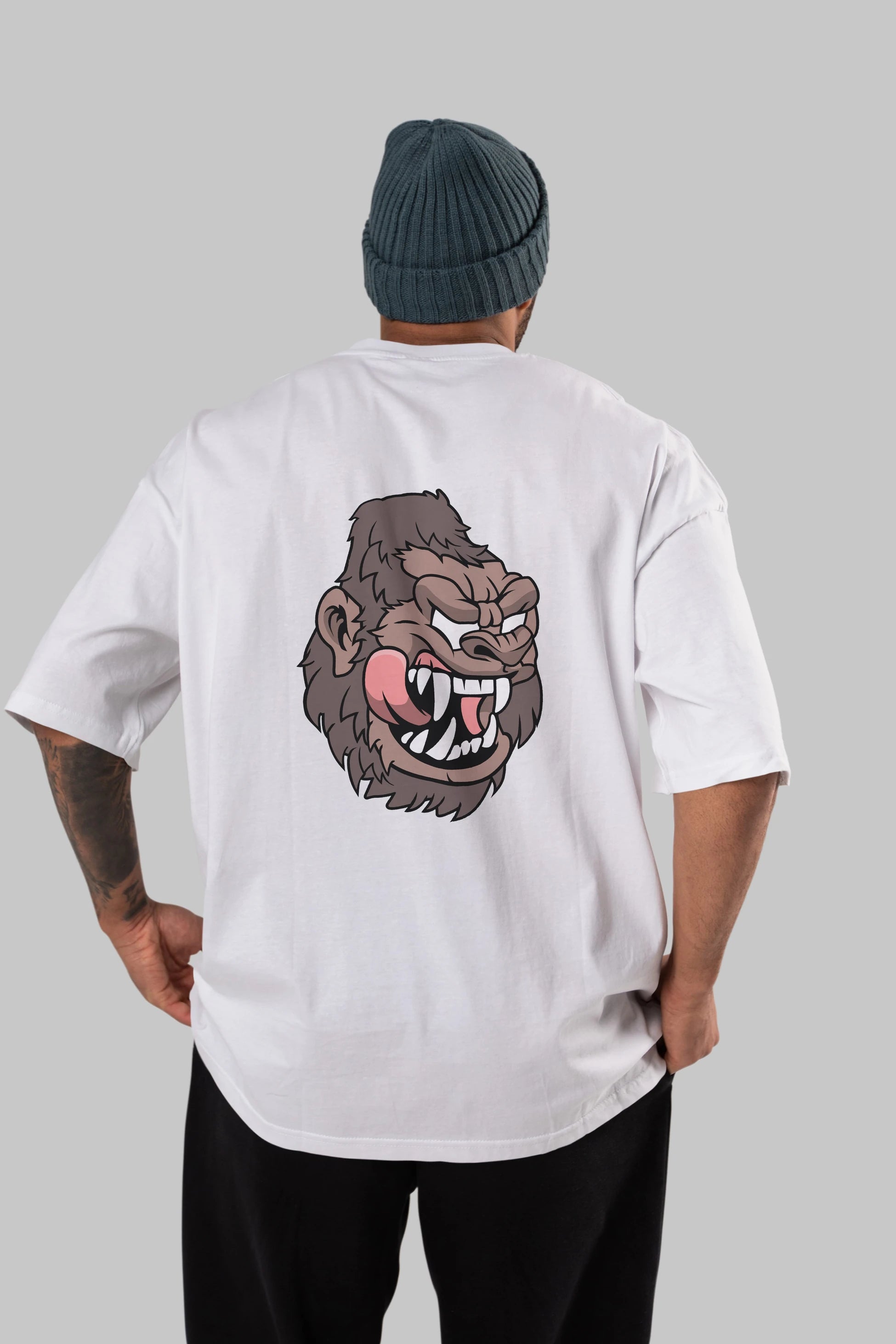 Big Gorilla Arka Baskılı Oversize t-shirt Erkek Kadın Unisex %100 Pamuk tişort