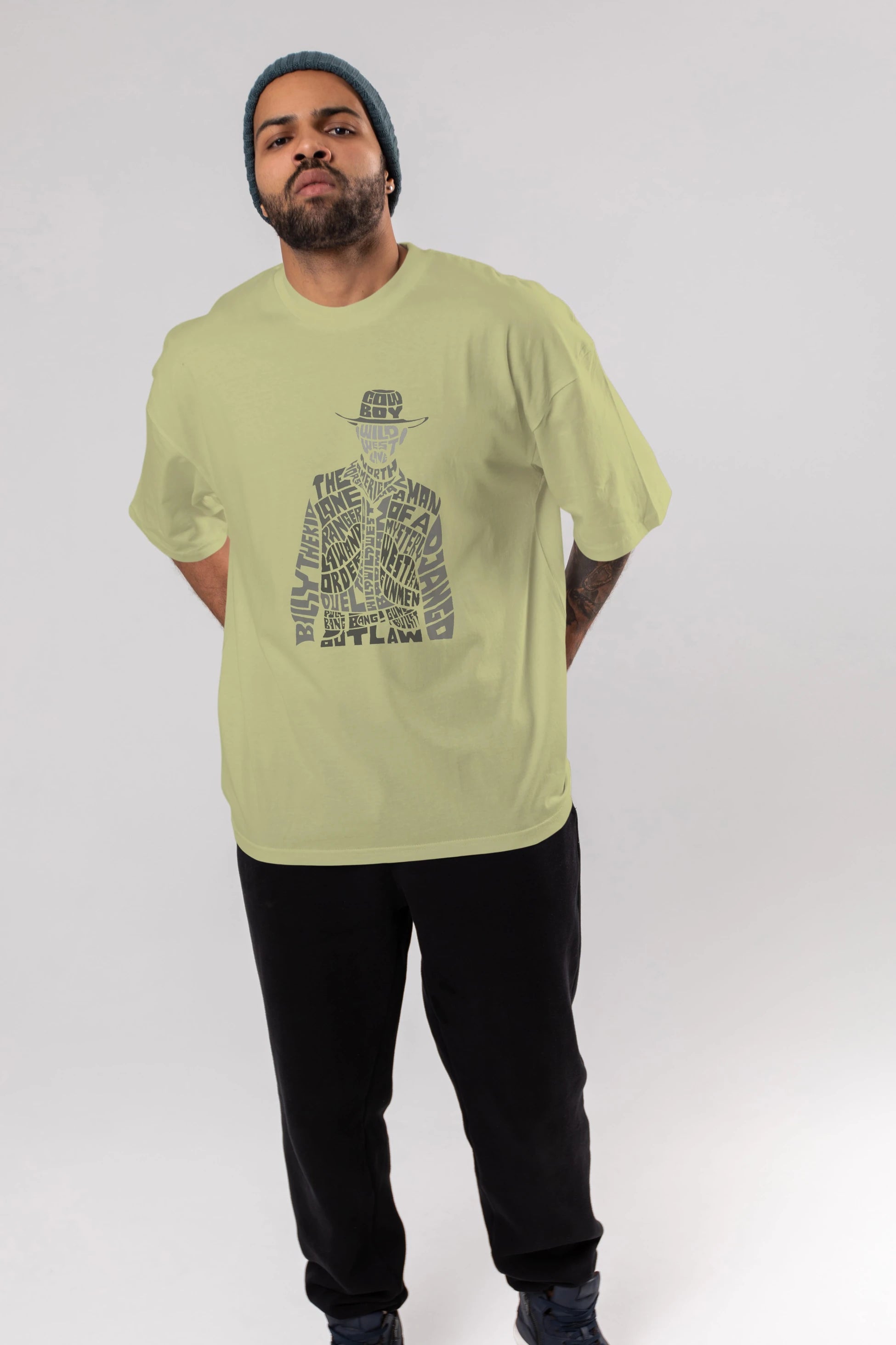 Cowboy Ön Baskılı Oversize t-shirt %100 pamuk Erkek Kadın Unisex