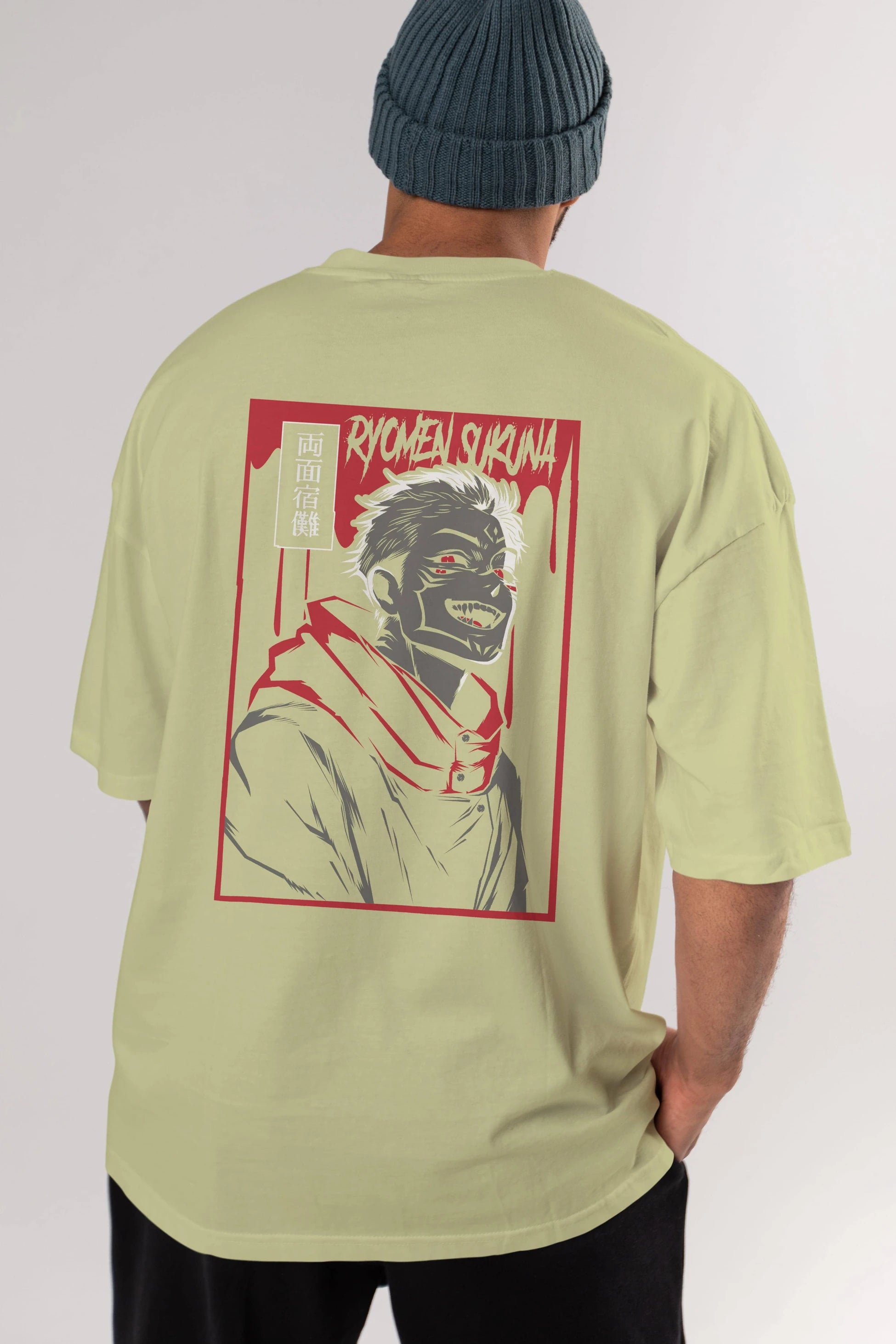 SUKUNA Anime Arka Baskılı Oversize t-shirt Erkek Kadın Unisex