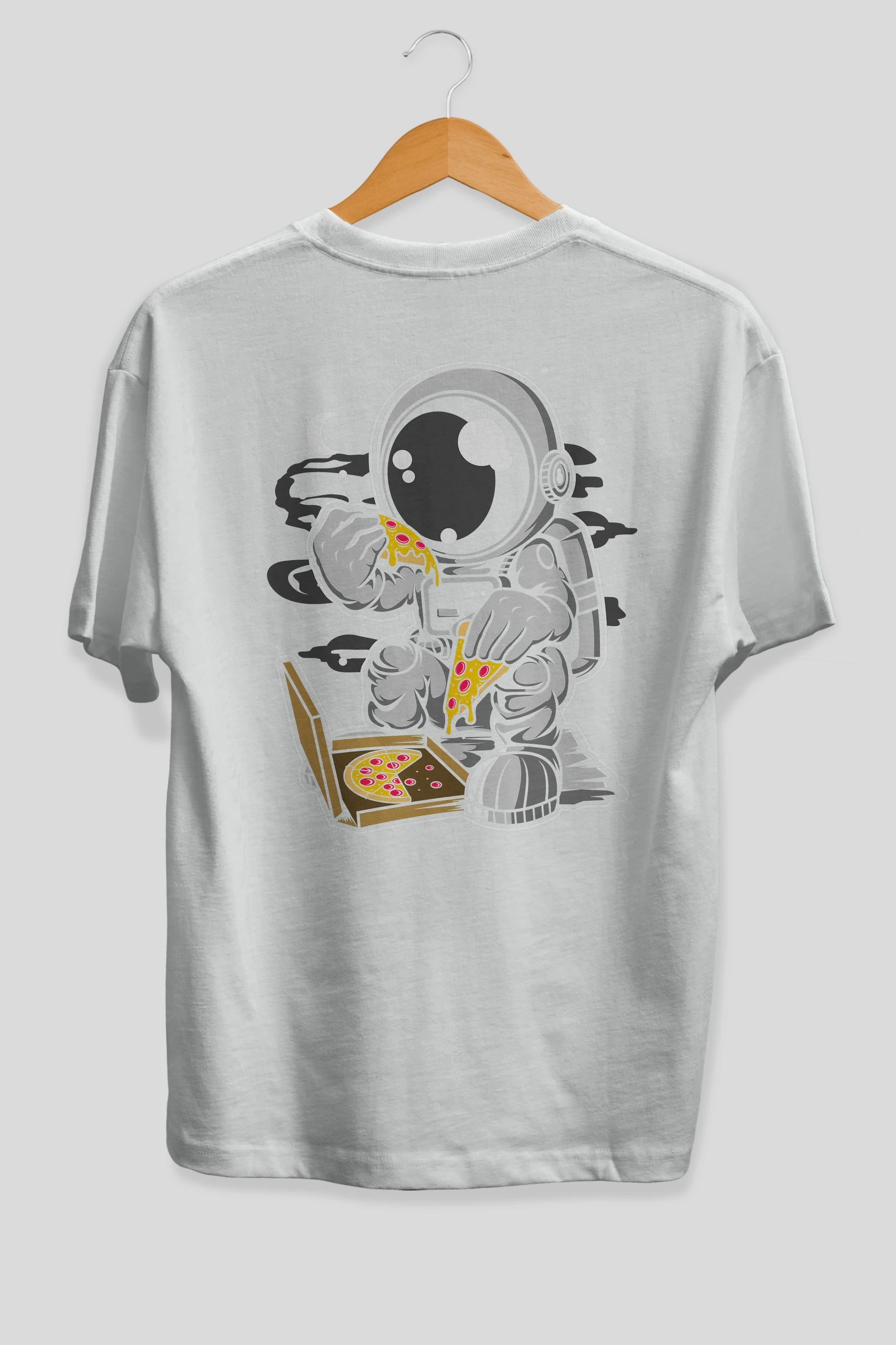 Astronaut Pizza Arka Baskılı Oversize t-shirt Erkek Kadın Unisex