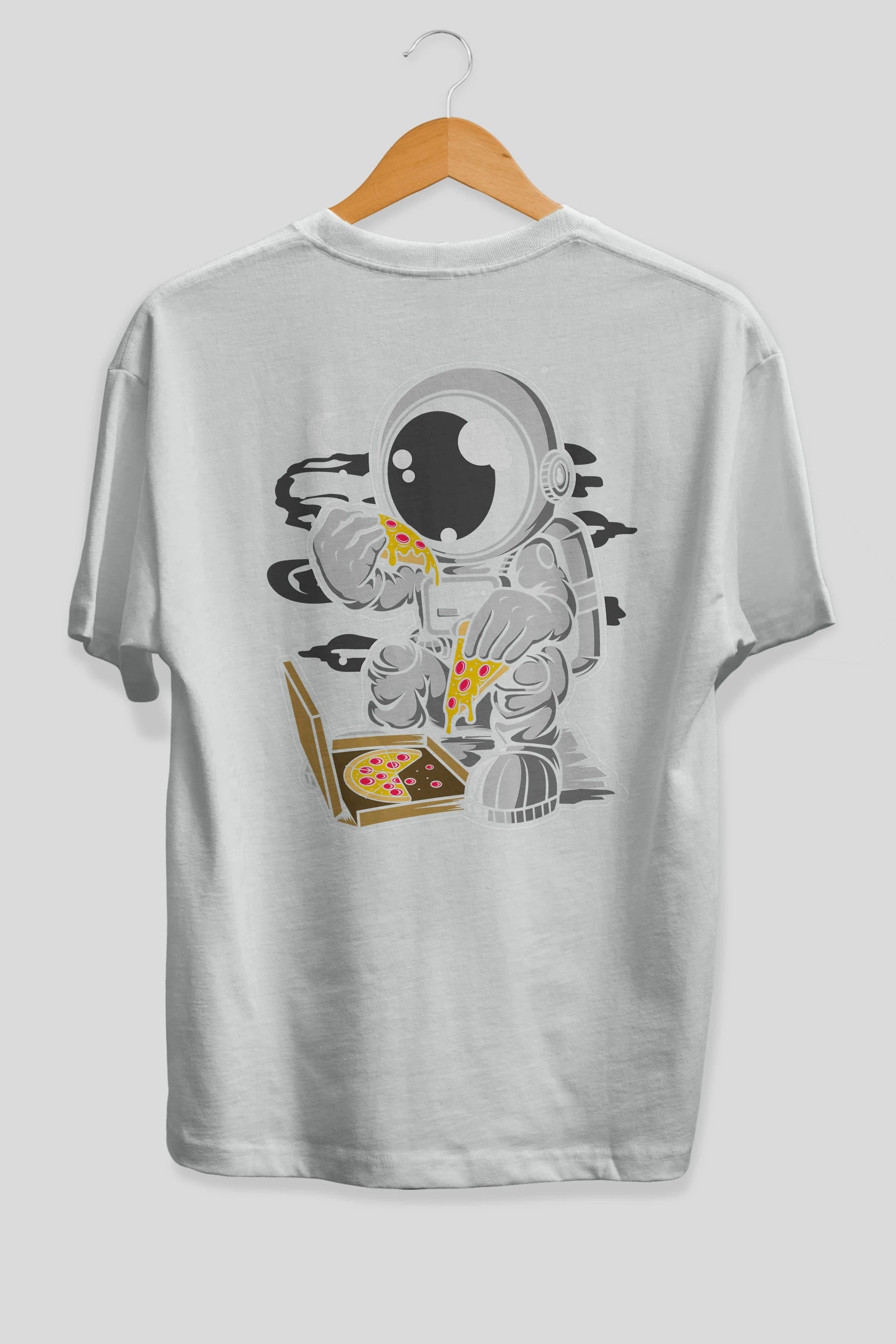 Astronaut Pizza Arka Baskılı Oversize t-shirt Erkek Kadın Unisex